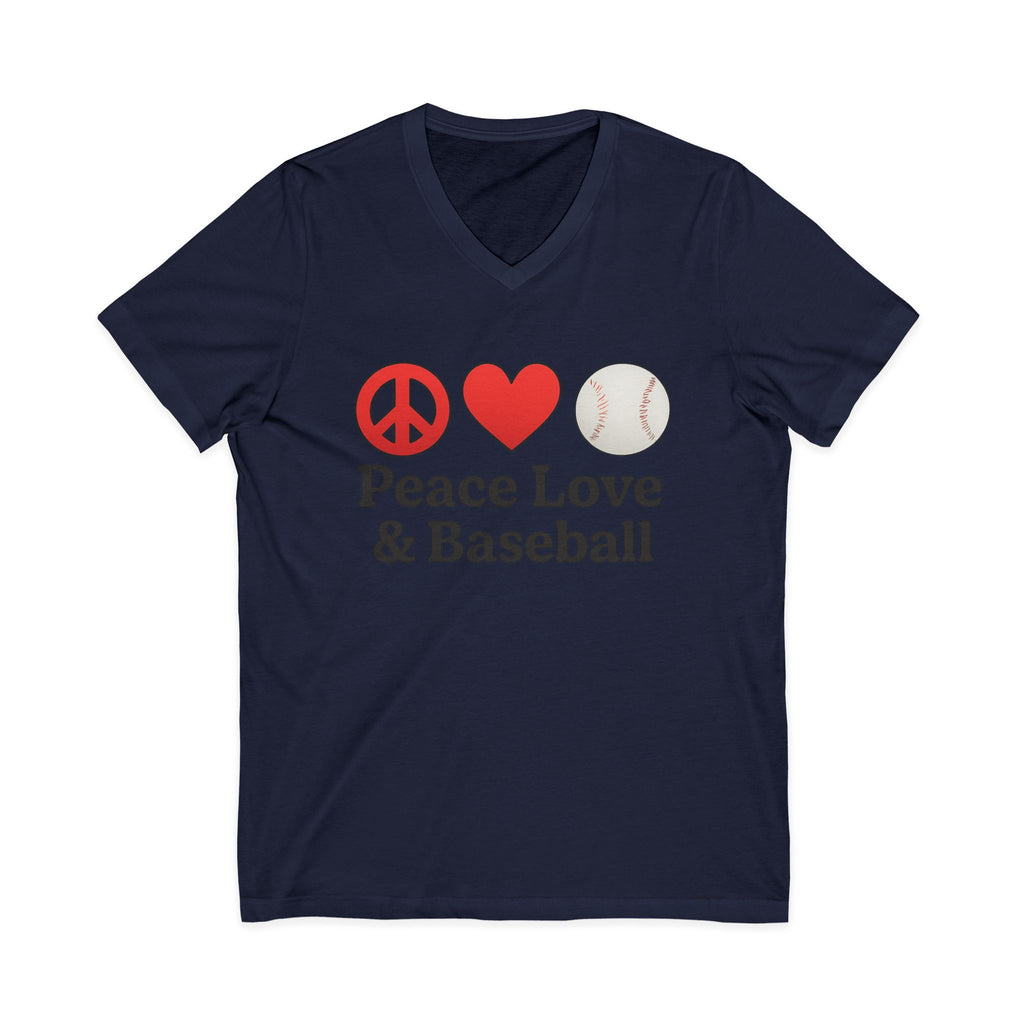 Peace Love & Baseball V-Neck Tee
