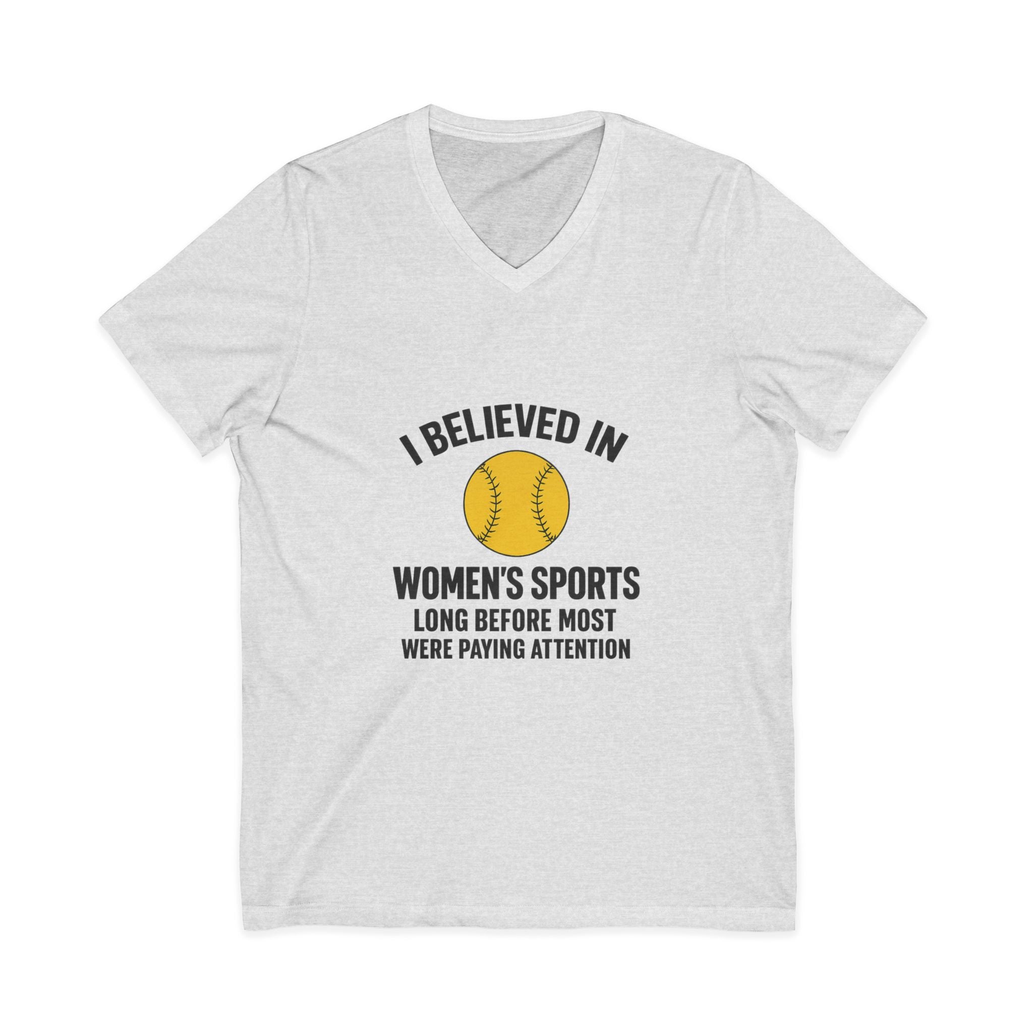 Women’s Sports V-Neck Tee – I Believed in Women’s Sports