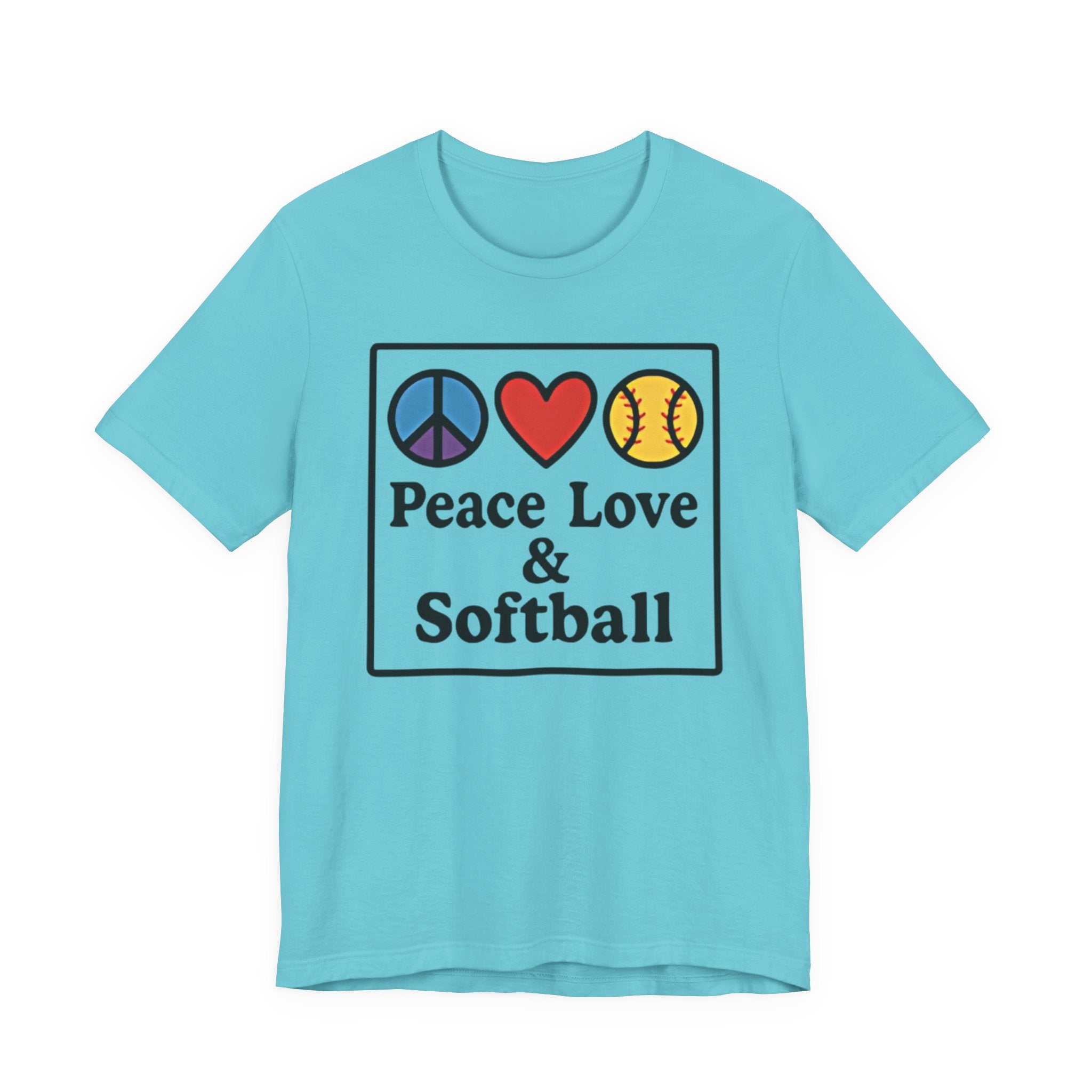 Peace Love & Softball Tee - Unisex Jersey Short Sleeve Shirt