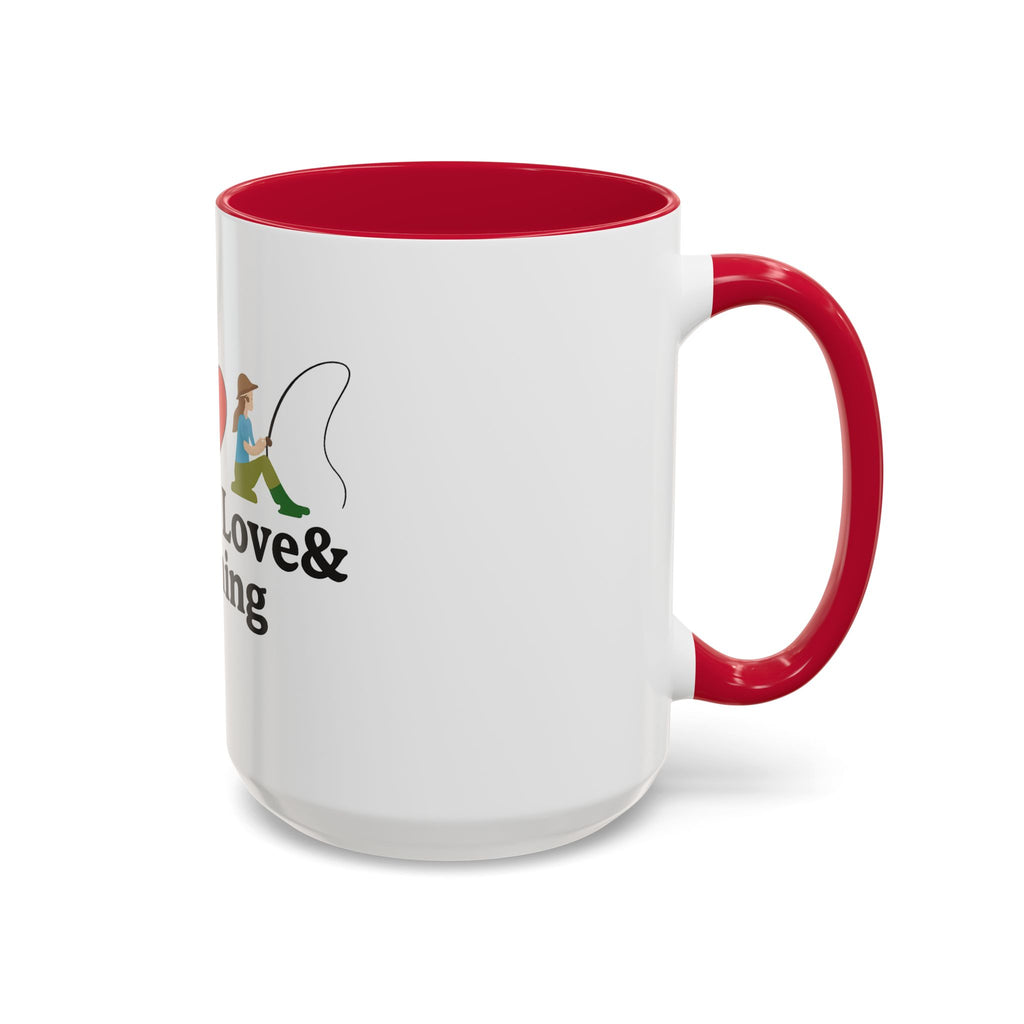 Peace, Love & Fishing Mug - Colorful Ceramic Coffee Cup for Anglers