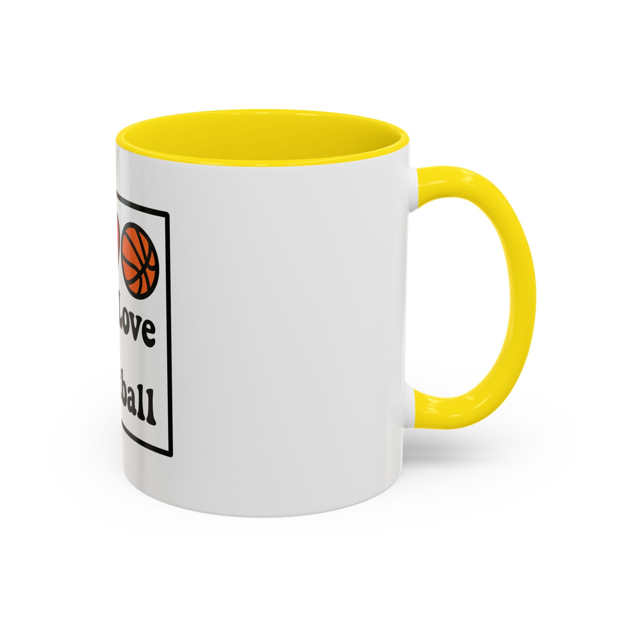 Accent Coffee Mug with Peace, Love & Basketball Design