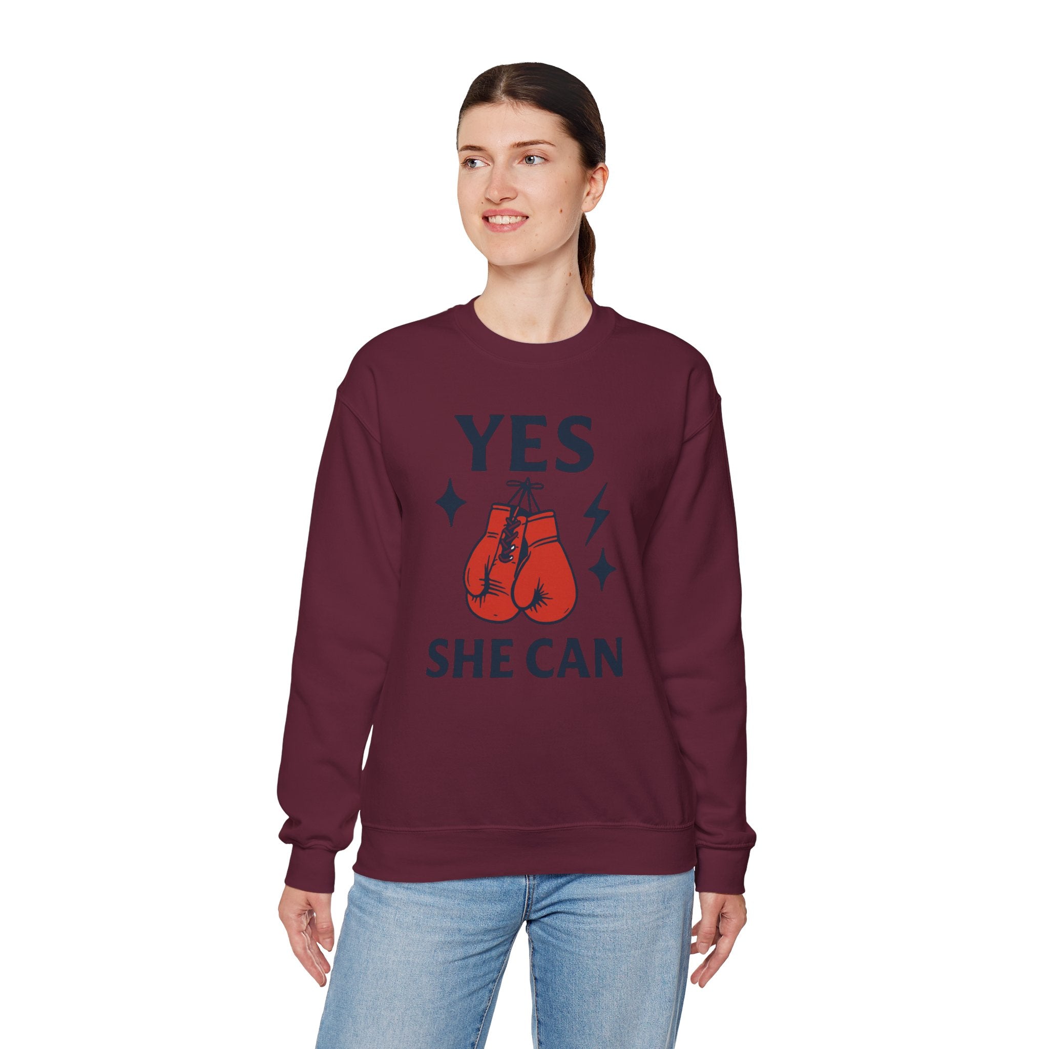 Yes, She Can Boxing Sweatshirt, Unisex Crewneck