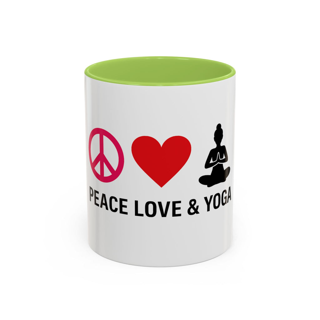 Peace Love & Yoga Accent Coffee Mug
