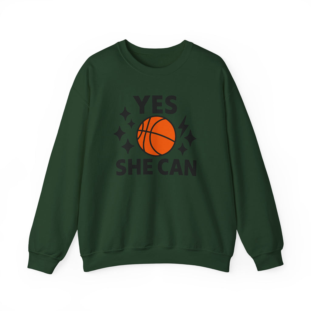 Yes, She Can Basketball Sweatshirt, Unisex Crewneck