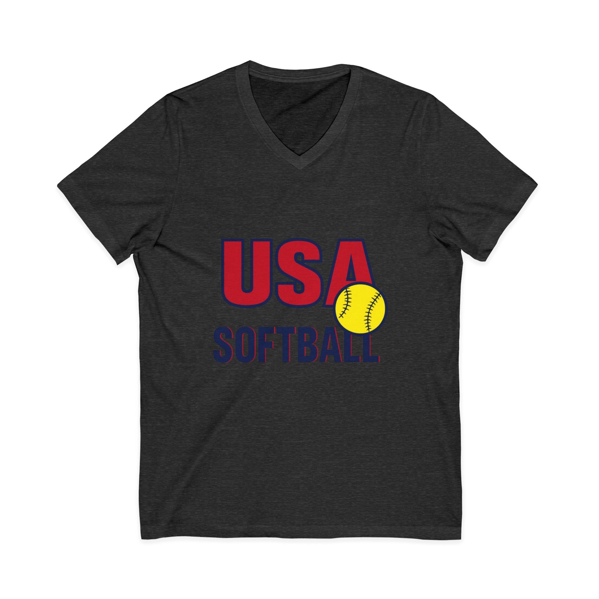 USA Softball V-Neck Tee for Sports Fans