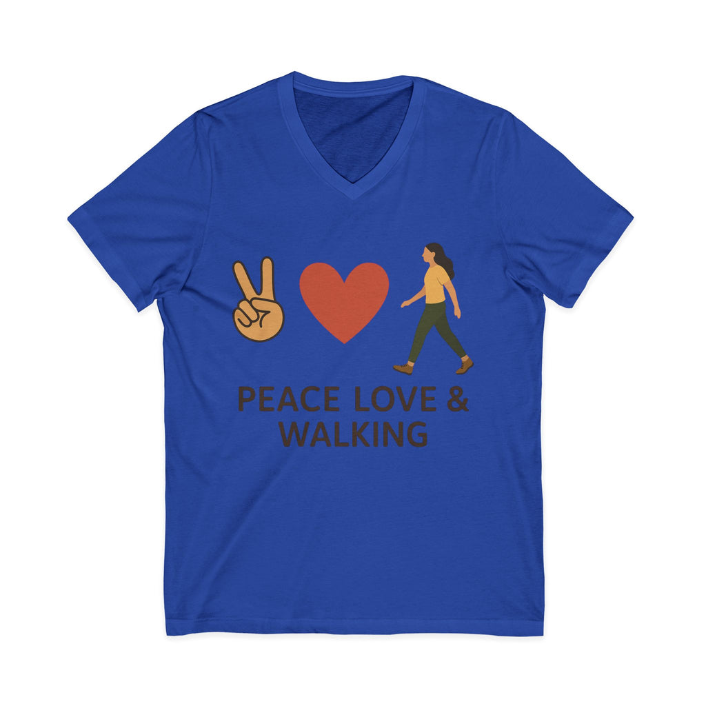 Peace, Love & Walking V-Neck Tee