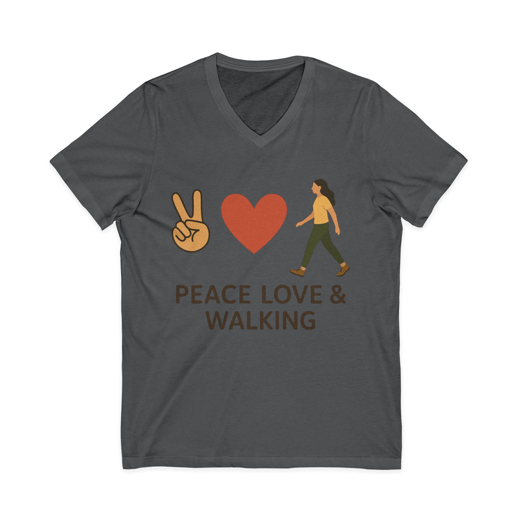 Peace, Love & Walking V-Neck Tee