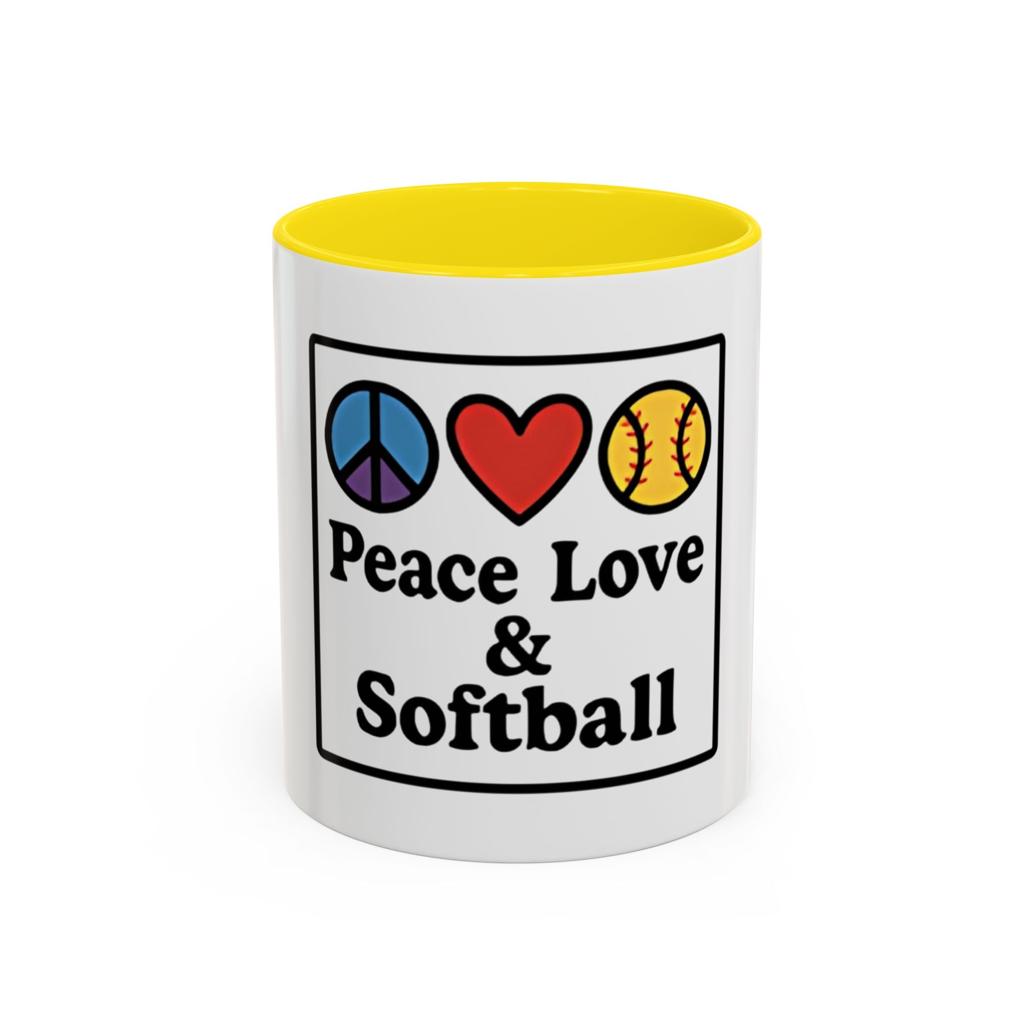 Peace Love Softball Coffee Mug, Sporty Mug for Softball Fans