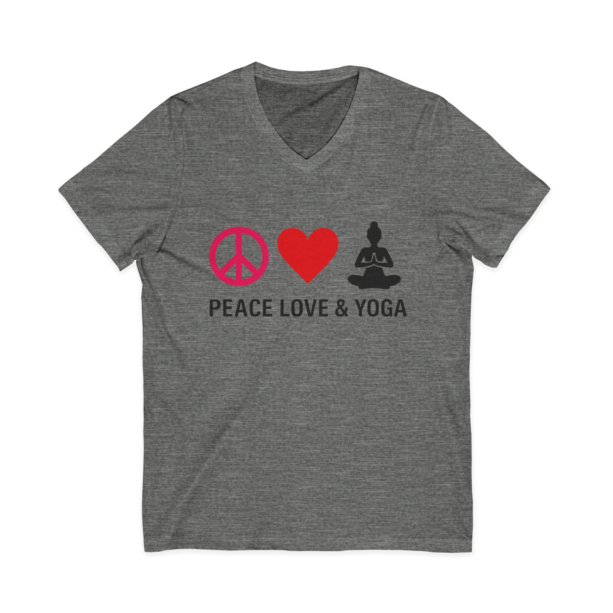 Peace Love & Yoga V-Neck Tee