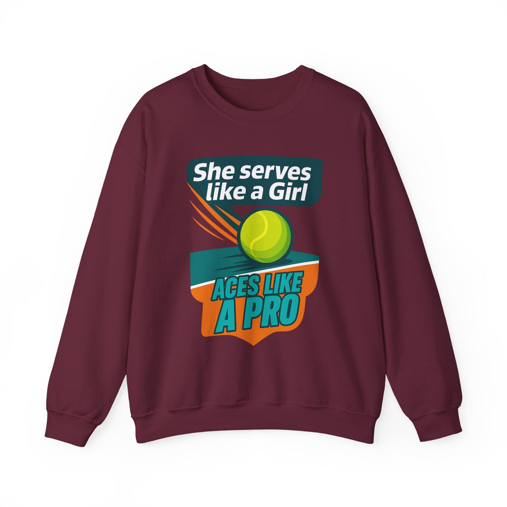 She Serves Like A Girl Sweatshirt, Unisex Crewneck