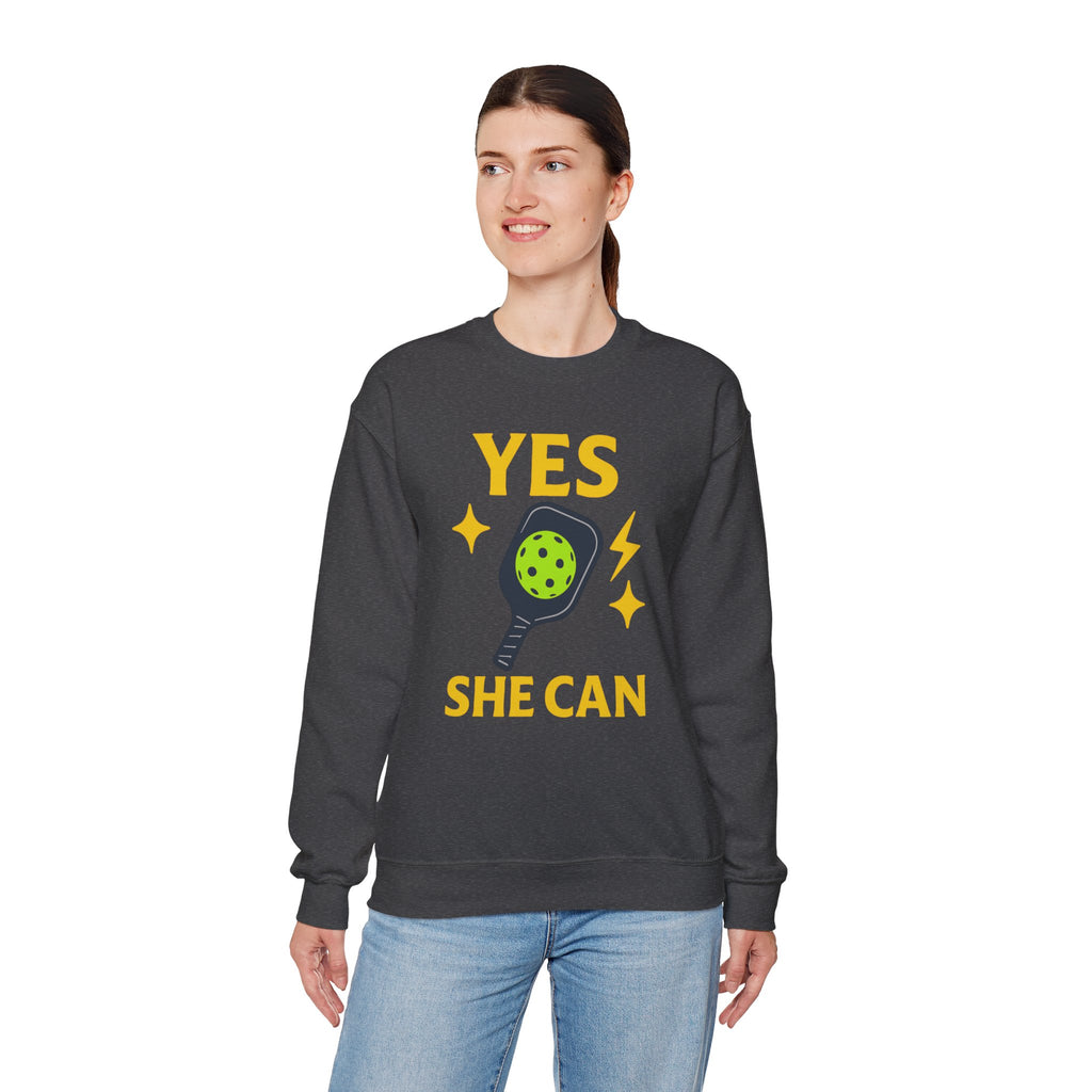 Yes, She Can Pickleball Sweatshirt, Unisex Crewneck