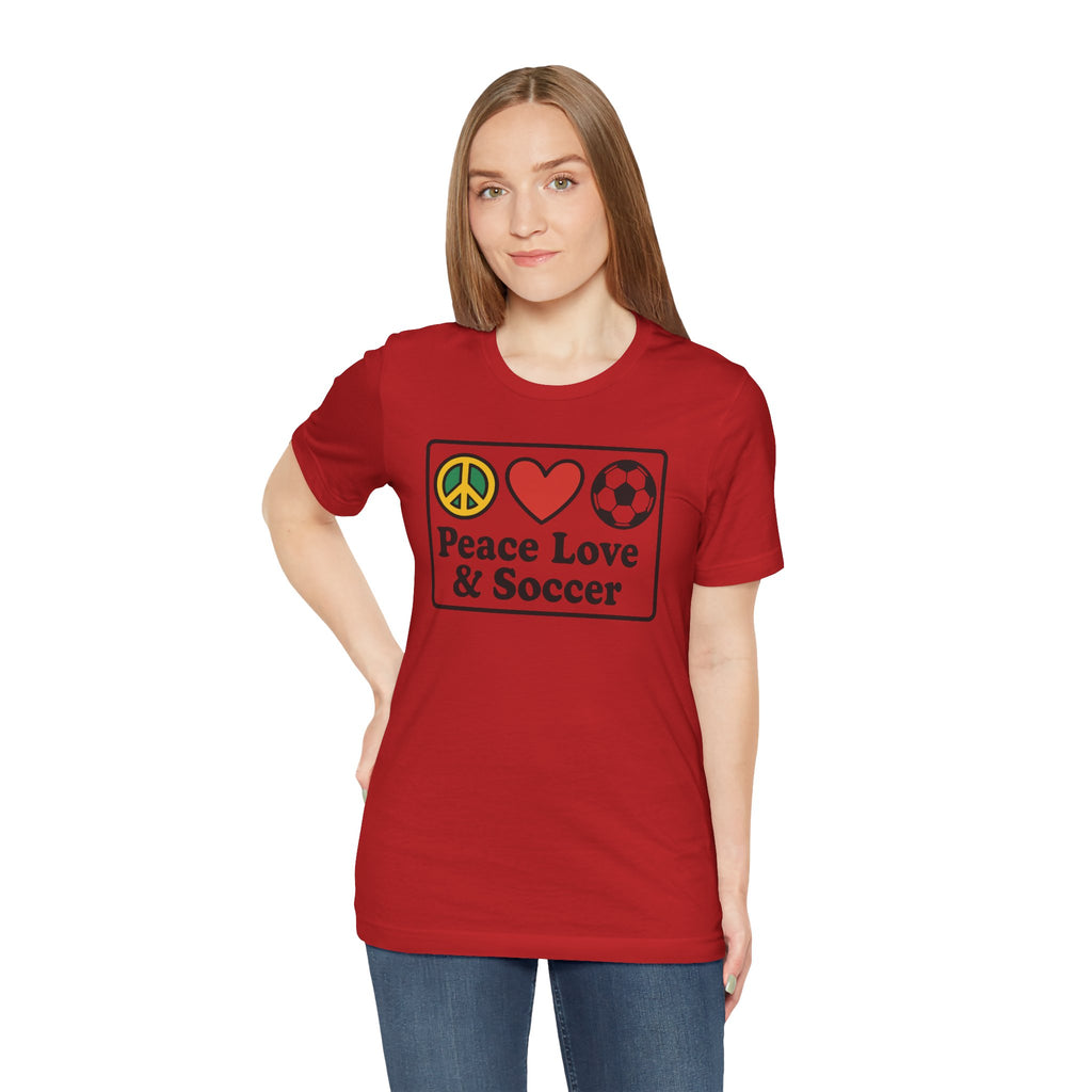 Peace Love Soccer T-Shirt, Unisex Soccer Tee
