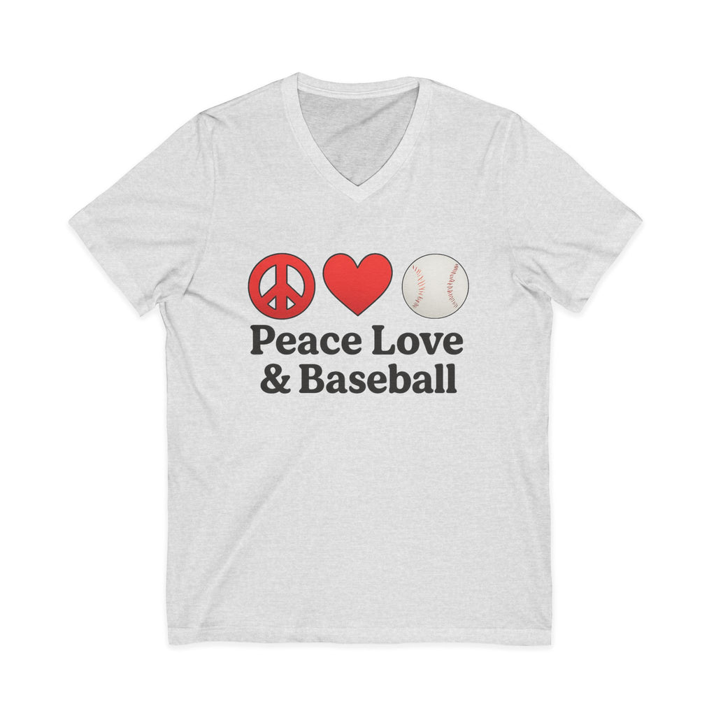 Peace Love & Baseball V-Neck Tee