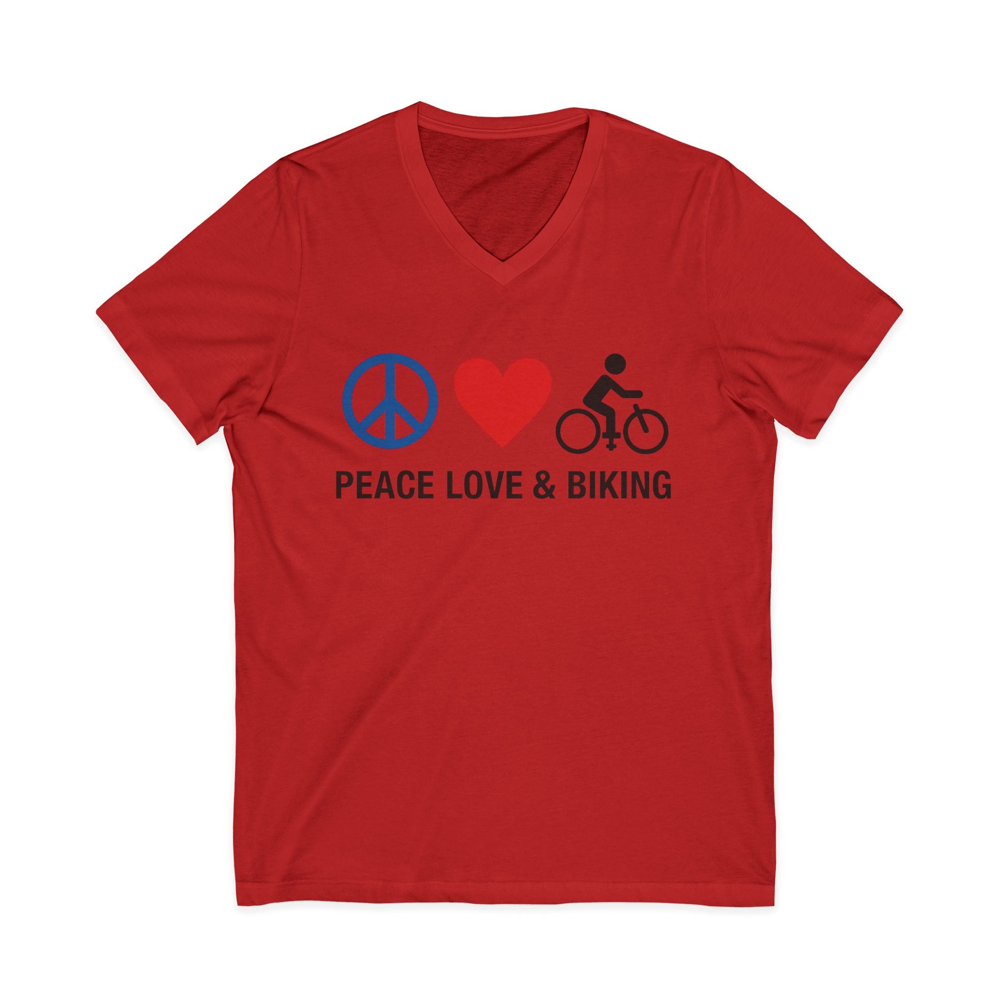 Peace Love & Biking V-Neck Tee