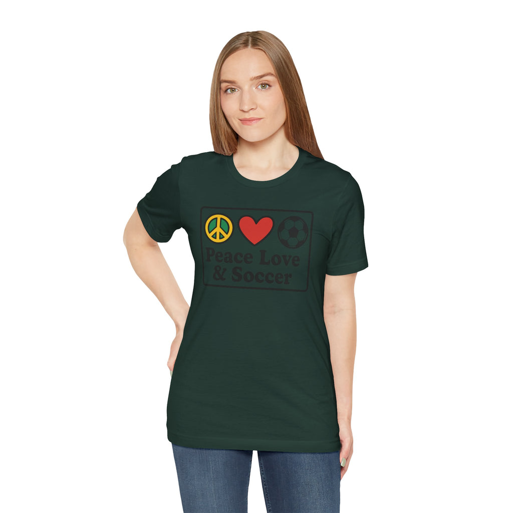 Peace Love Soccer T-Shirt, Unisex Soccer Tee