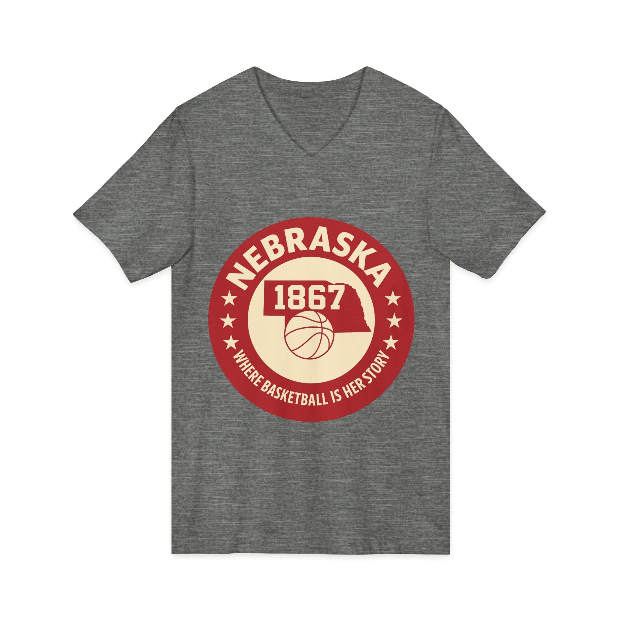 Nebraska 1867 Basketball Vintage V-Neck Tee