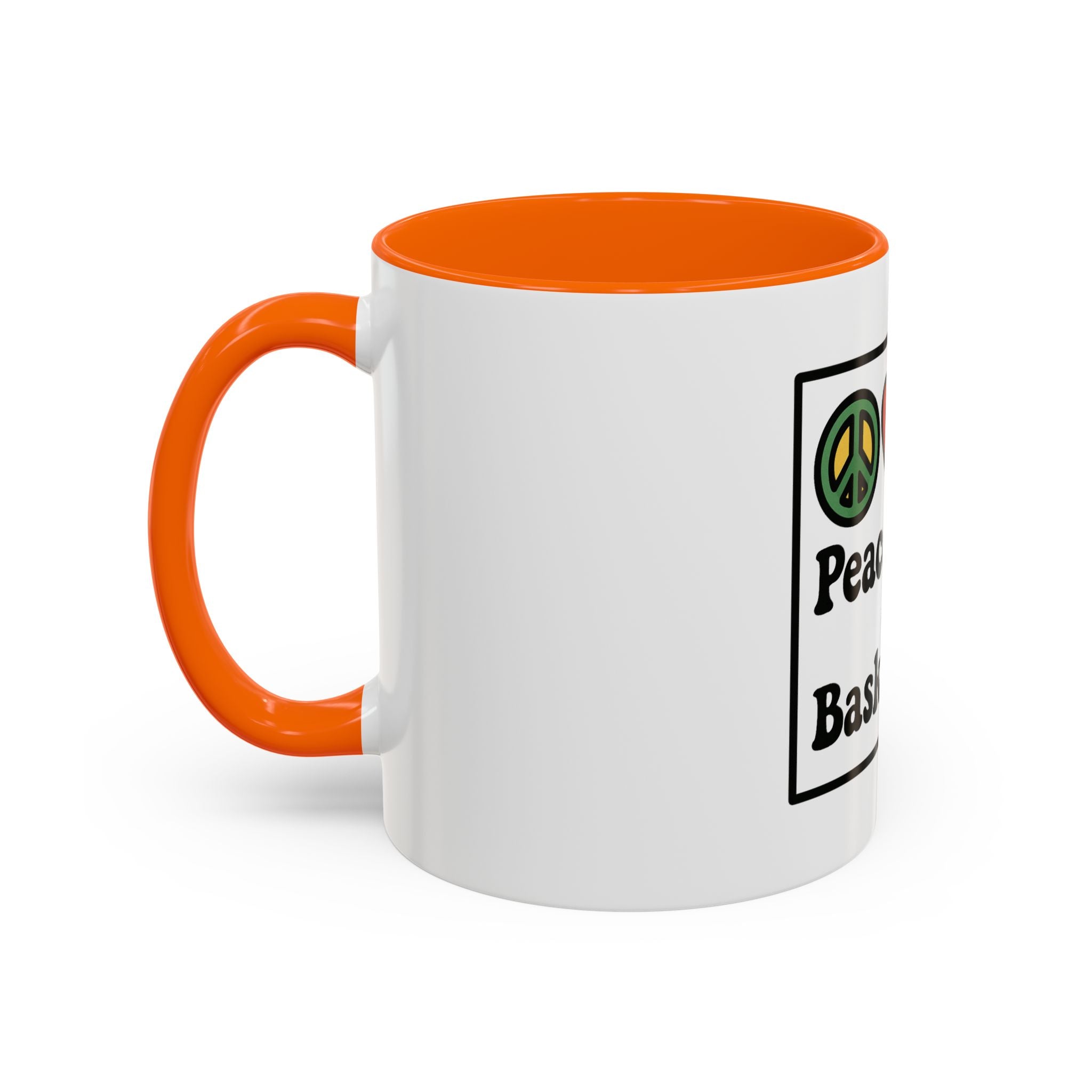 Accent Coffee Mug with Peace, Love & Basketball Design