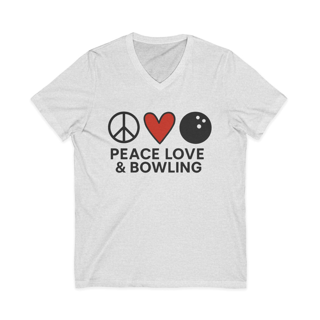 Peace, Love & Bowling V-Neck Tee