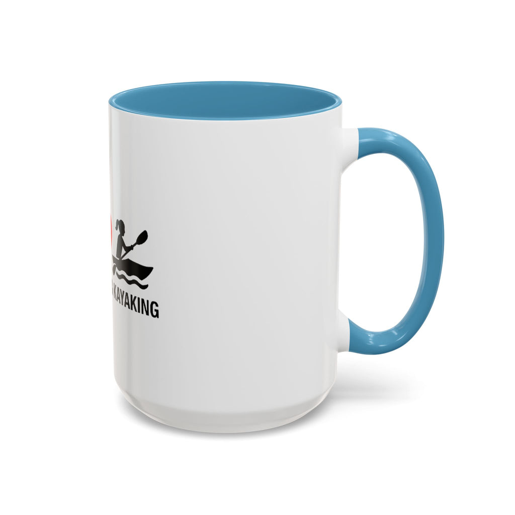 Peace Love & Kayaking Accent Coffee Mug — Kayaker Gift, 11/15oz