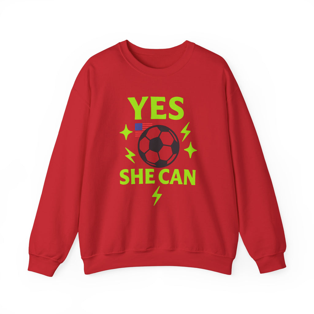 Yes, She Can Soccer Sweatshirt, Unisex Crewneck