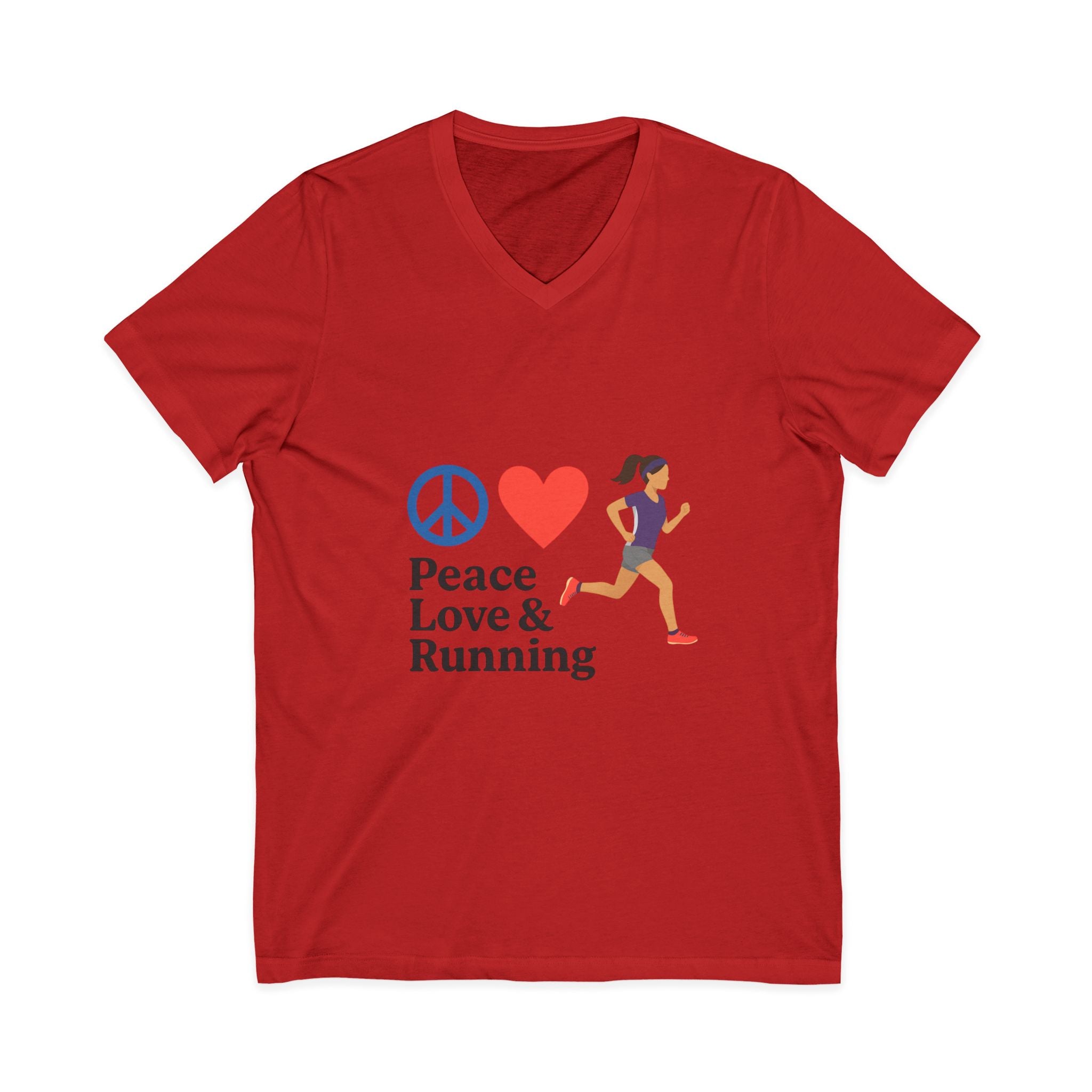 Peace Love & Running V-Neck Tee