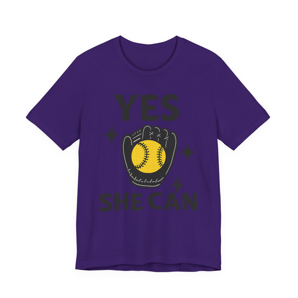 Yes, She Can Softball Unisex Tee