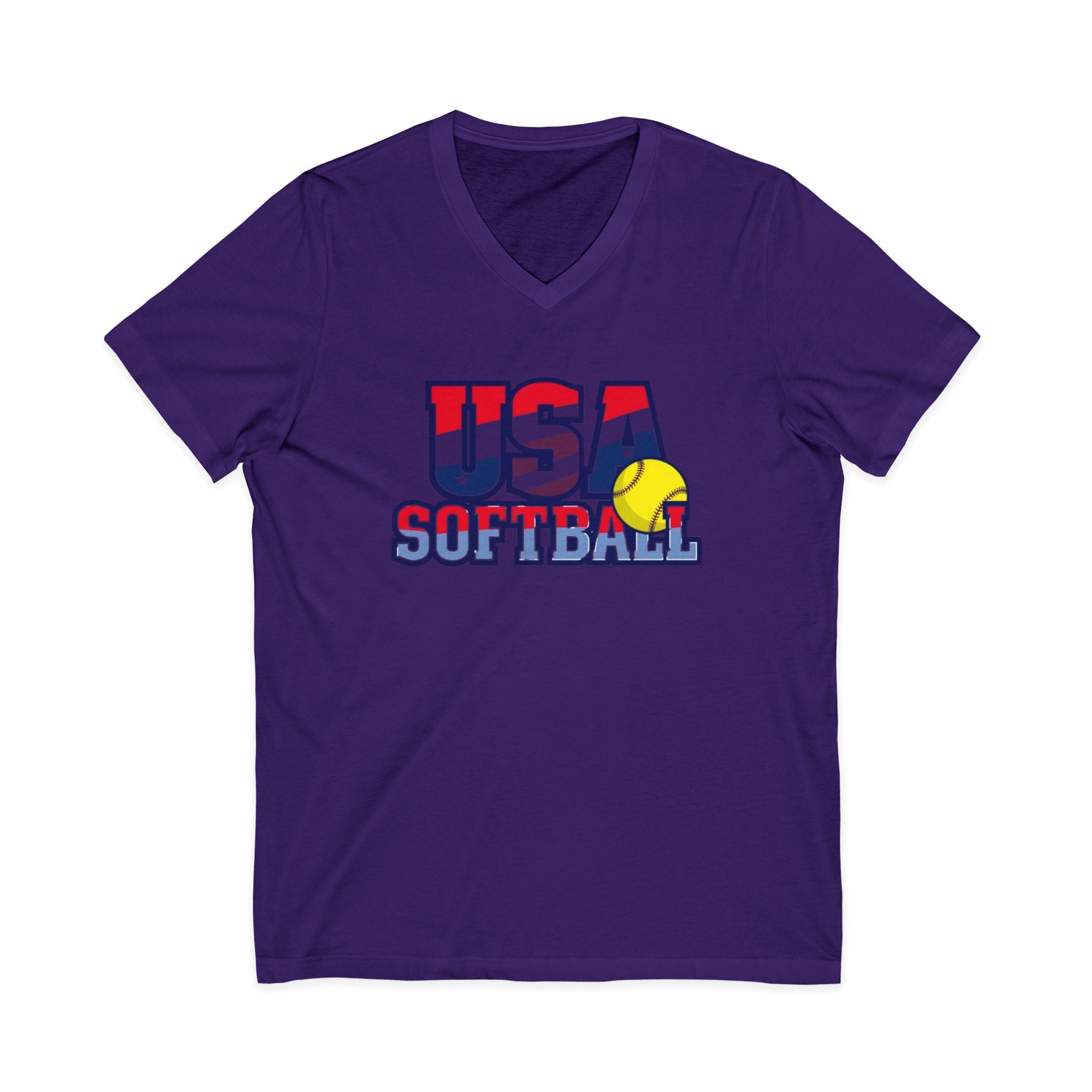 USA Softball V-Neck Tee for Sports Fans
