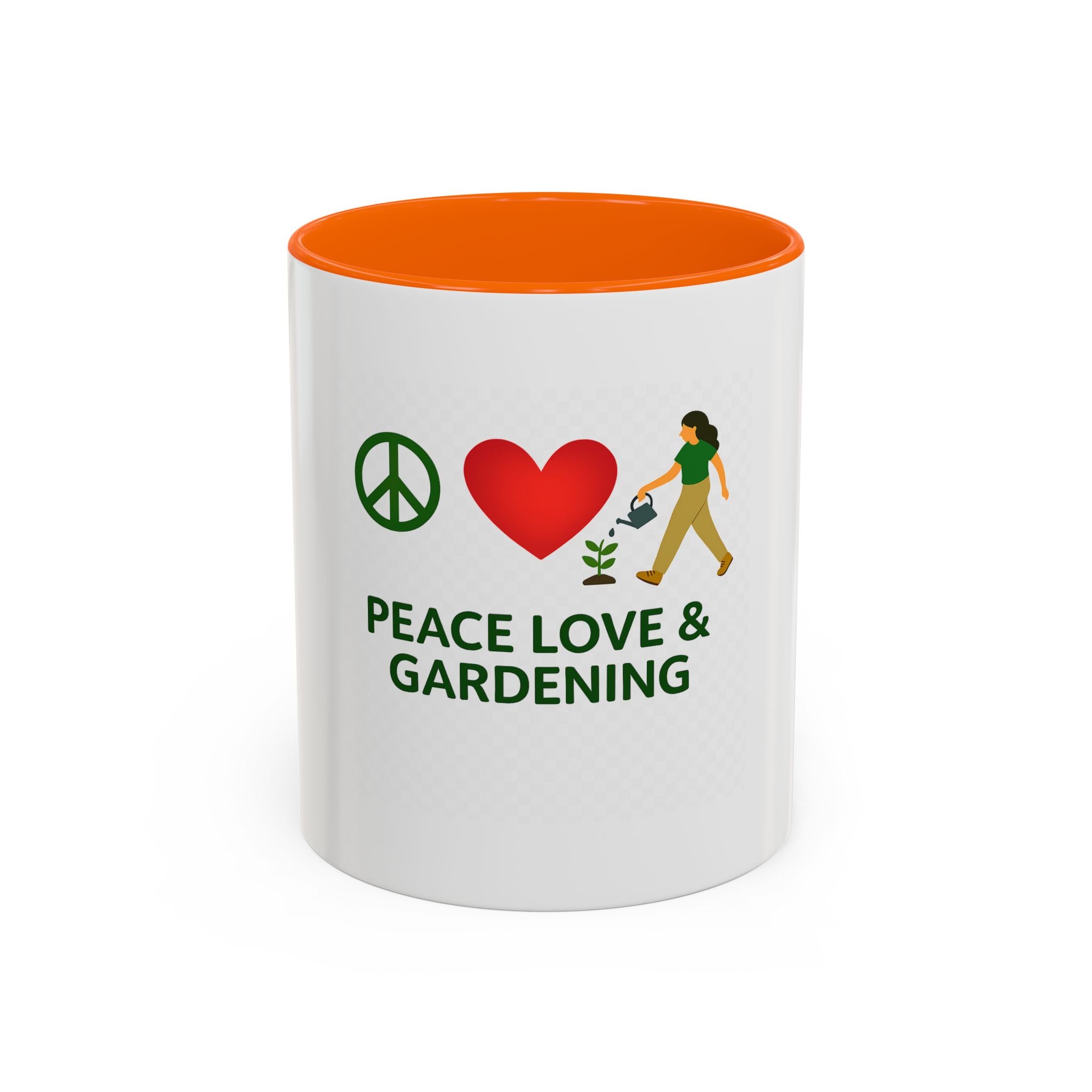 Peace, Love & Gardening Accent Coffee Mug — Gardener Gift (11/15oz)