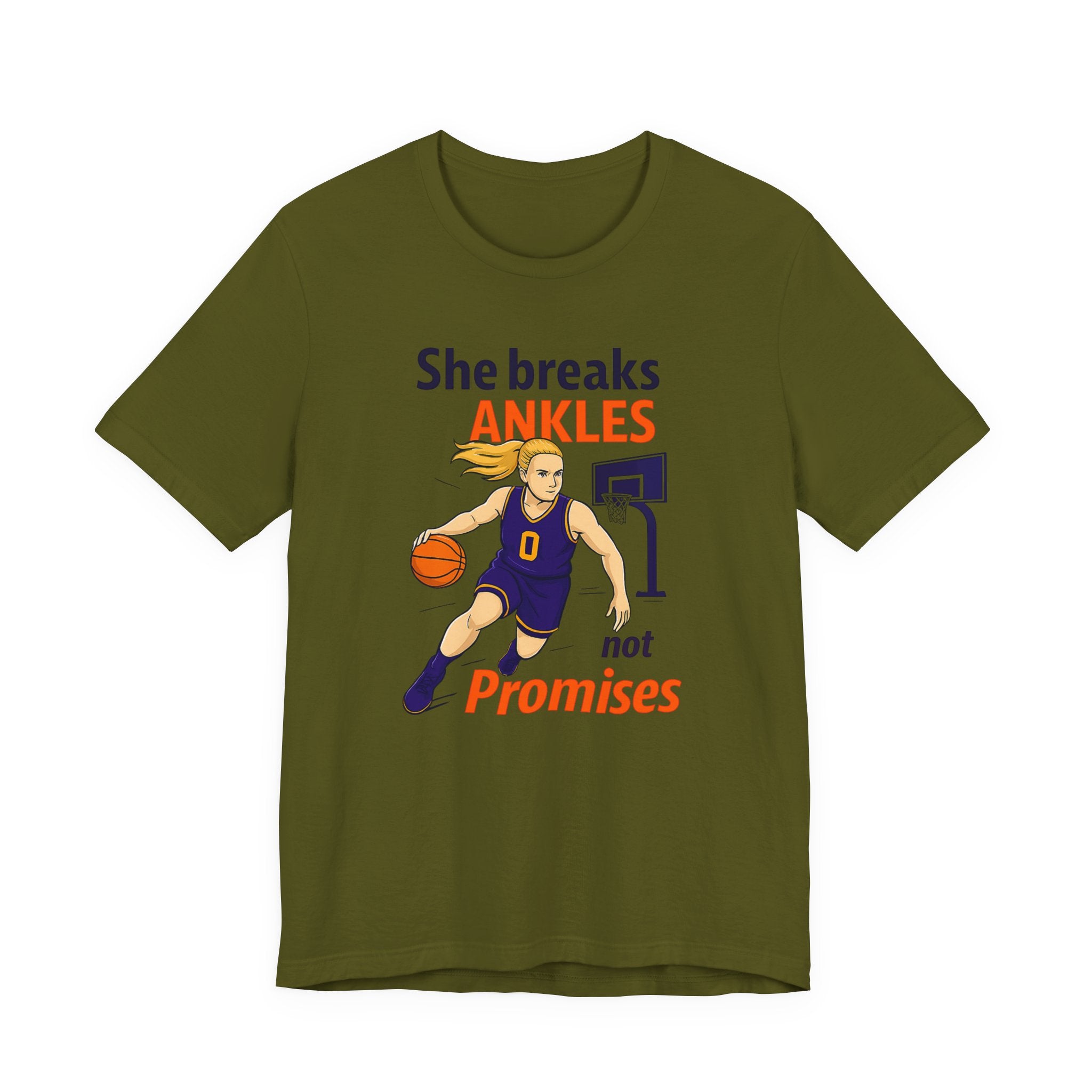 She Breaks Ankles Not Promises Basketball Tee