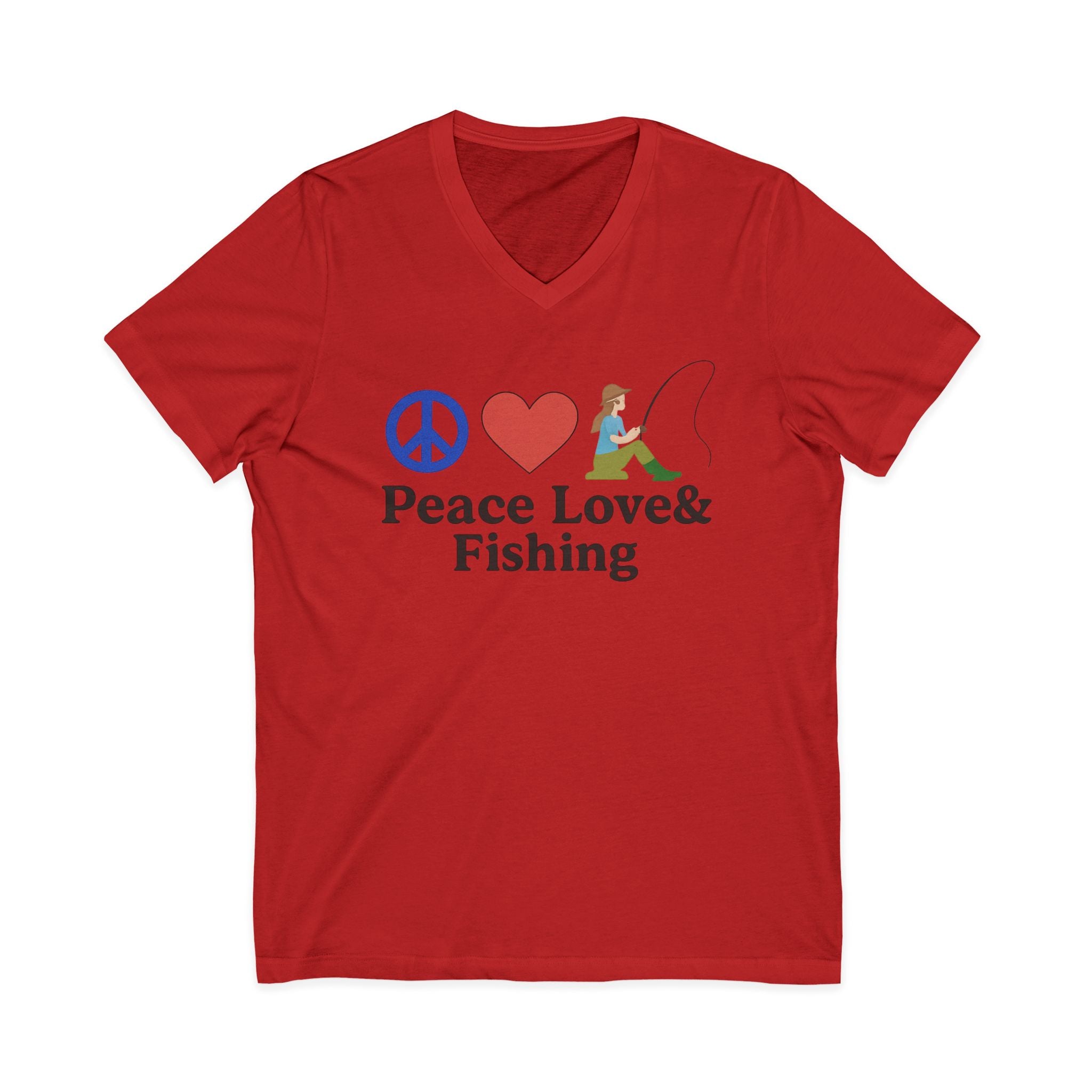Peace Love & Fishing V-Neck Tee