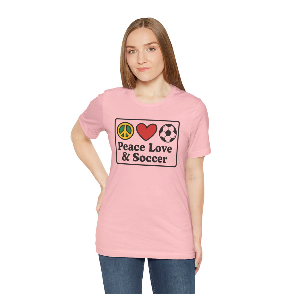 Peace Love Soccer T-Shirt, Unisex Soccer Tee