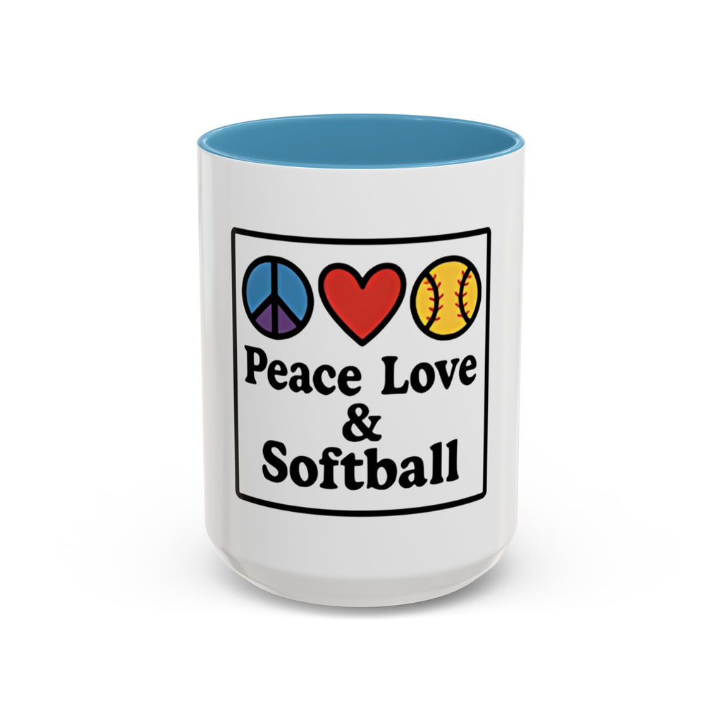 Peace Love Softball Coffee Mug, Sporty Mug for Softball Fans