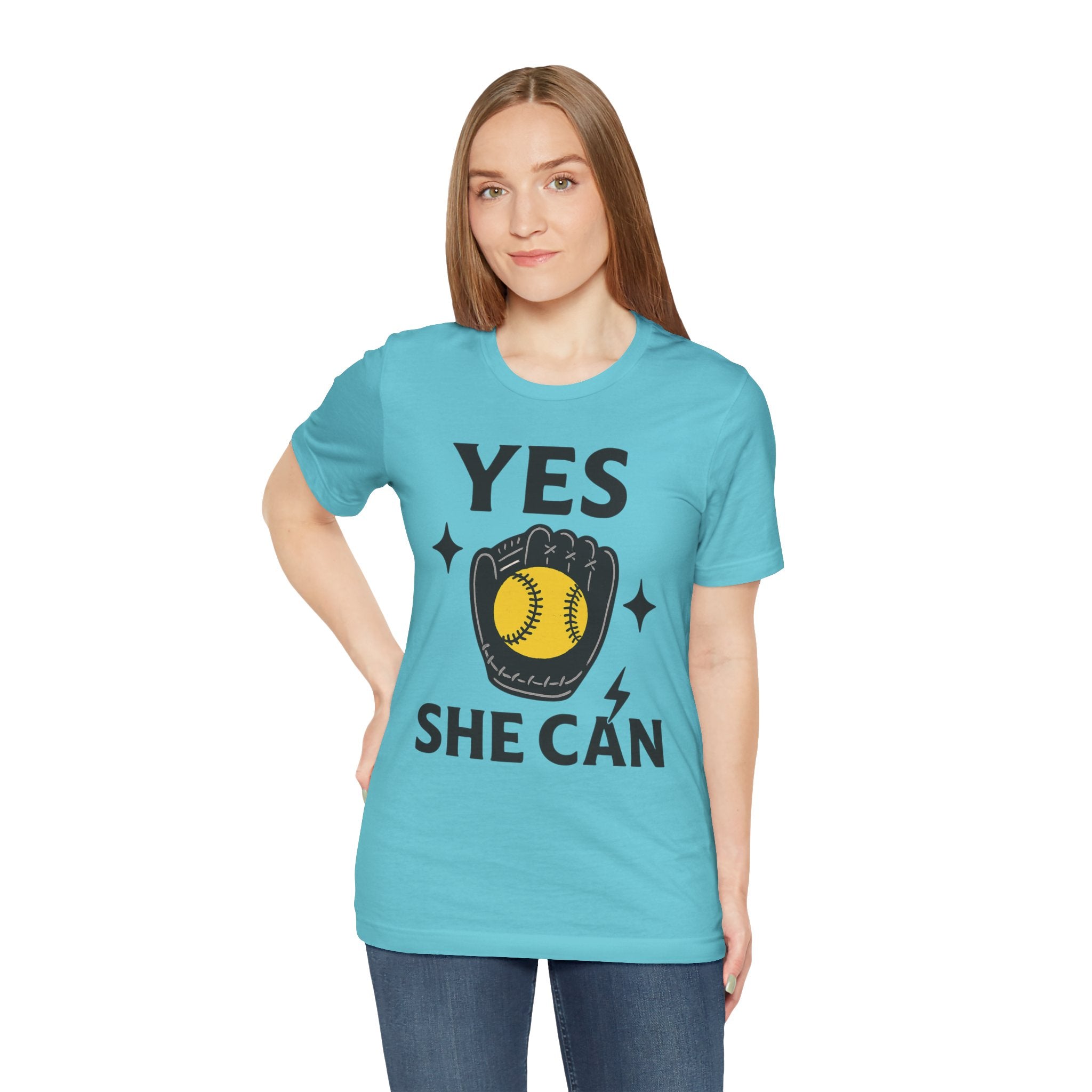 Yes, She Can Softball Unisex Tee