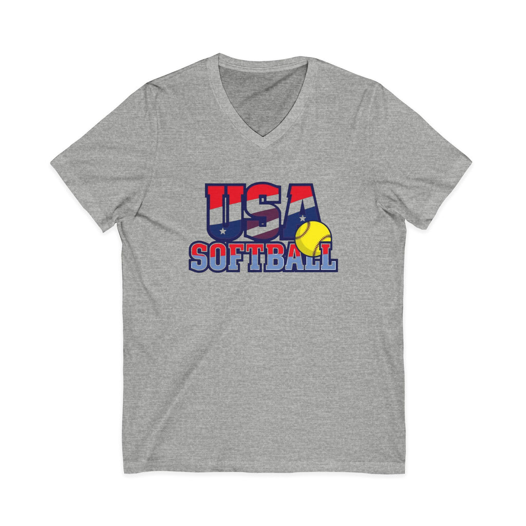 USA Softball V-Neck Tee for Sports Fans