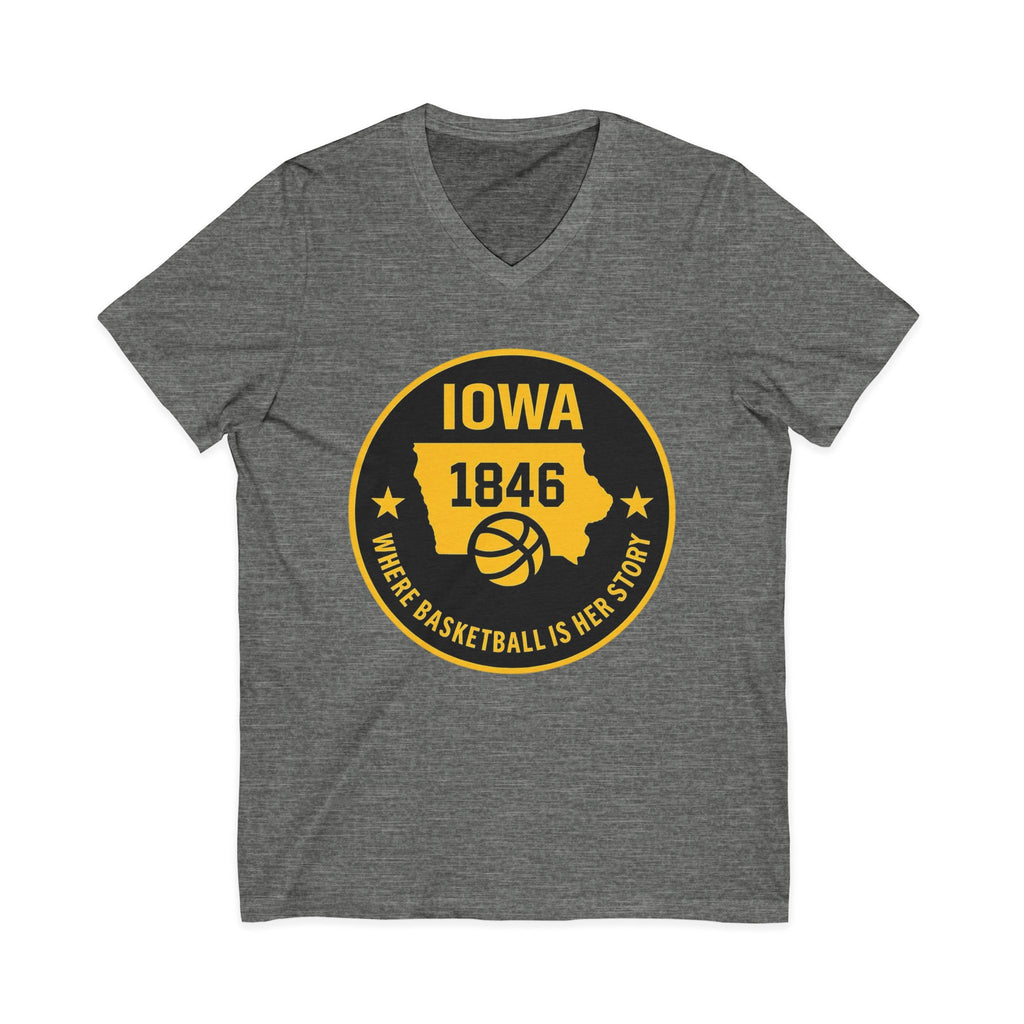 Iowa 1846 Basketball State Emblem V‑Neck Tee