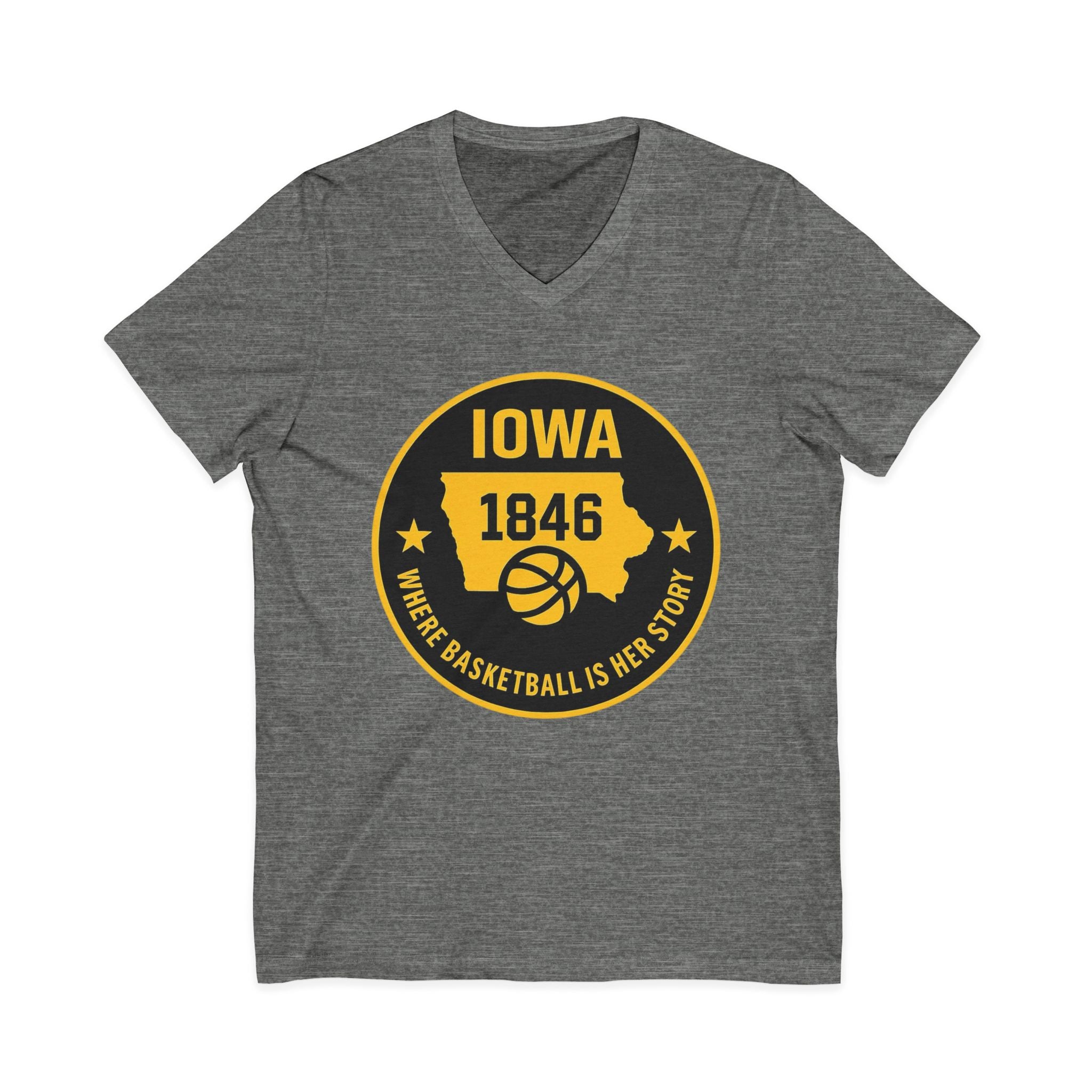 Iowa 1846 Basketball State Emblem V‑Neck Tee