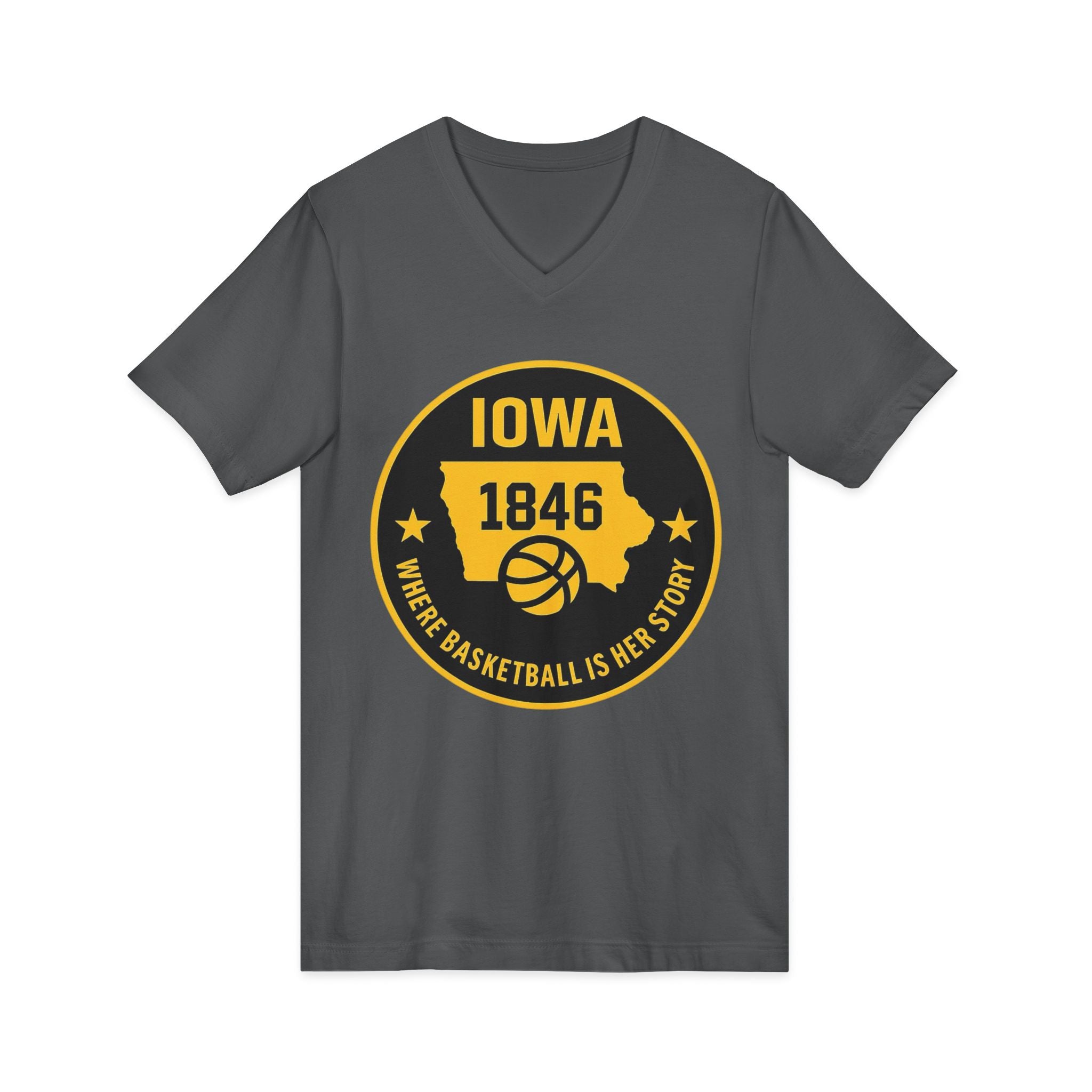 Iowa 1846 Basketball State Emblem V‑Neck Tee