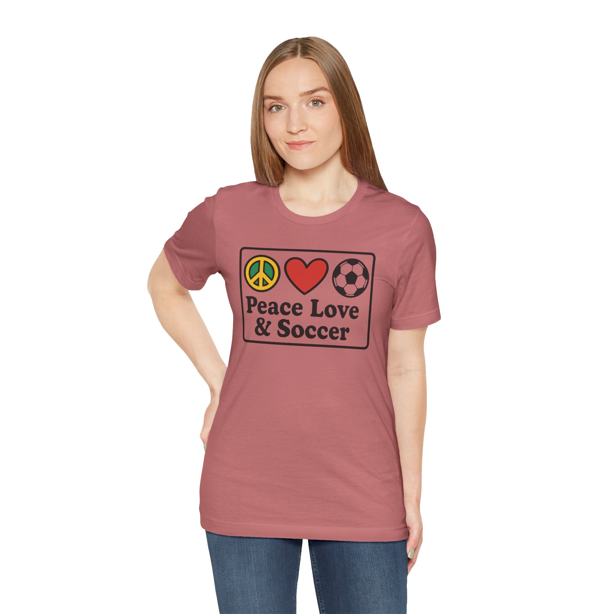 Peace Love Soccer T-Shirt, Unisex Soccer Tee