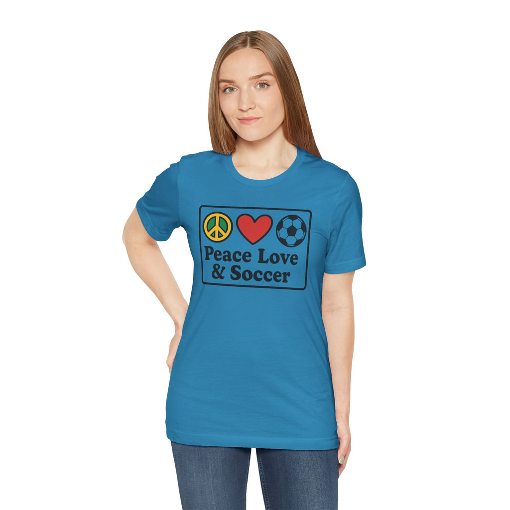Peace Love Soccer T-Shirt, Unisex Soccer Tee