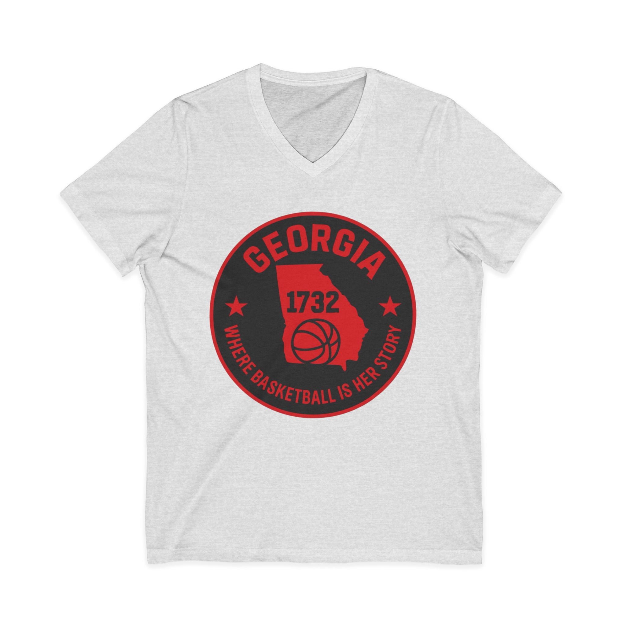 Georgia Basketball State Tee – '1732' Vintage Round Logo V‑Neck
