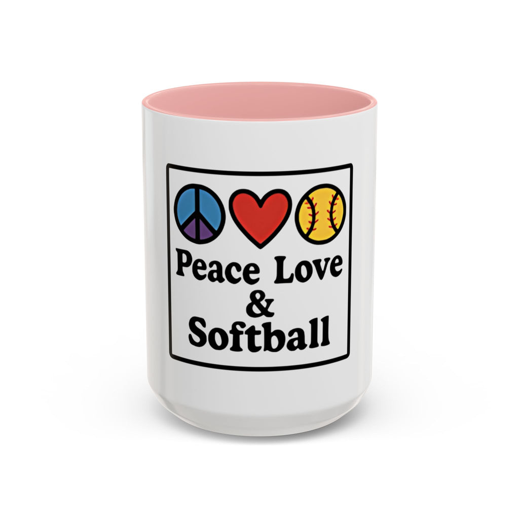 Peace Love Softball Coffee Mug, Sporty Mug for Softball Fans