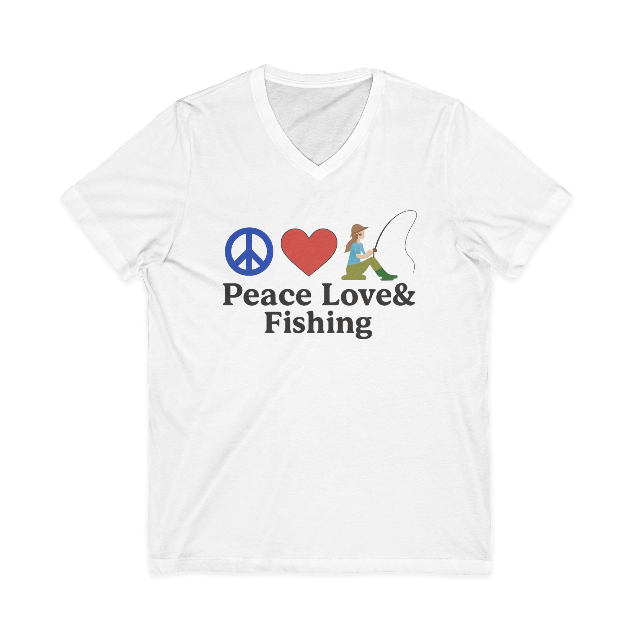 Peace Love & Fishing V-Neck Tee