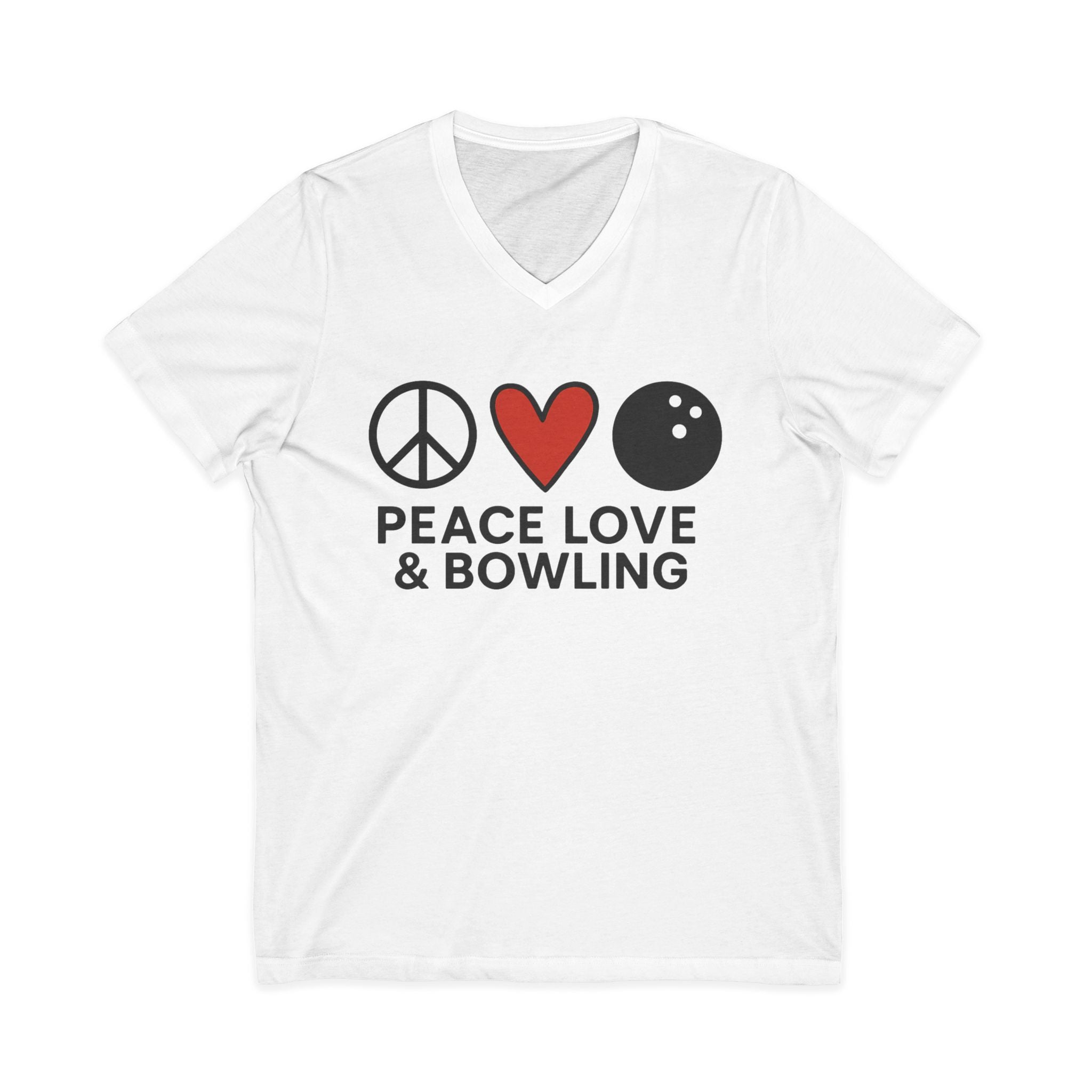 Peace, Love & Bowling V-Neck Tee