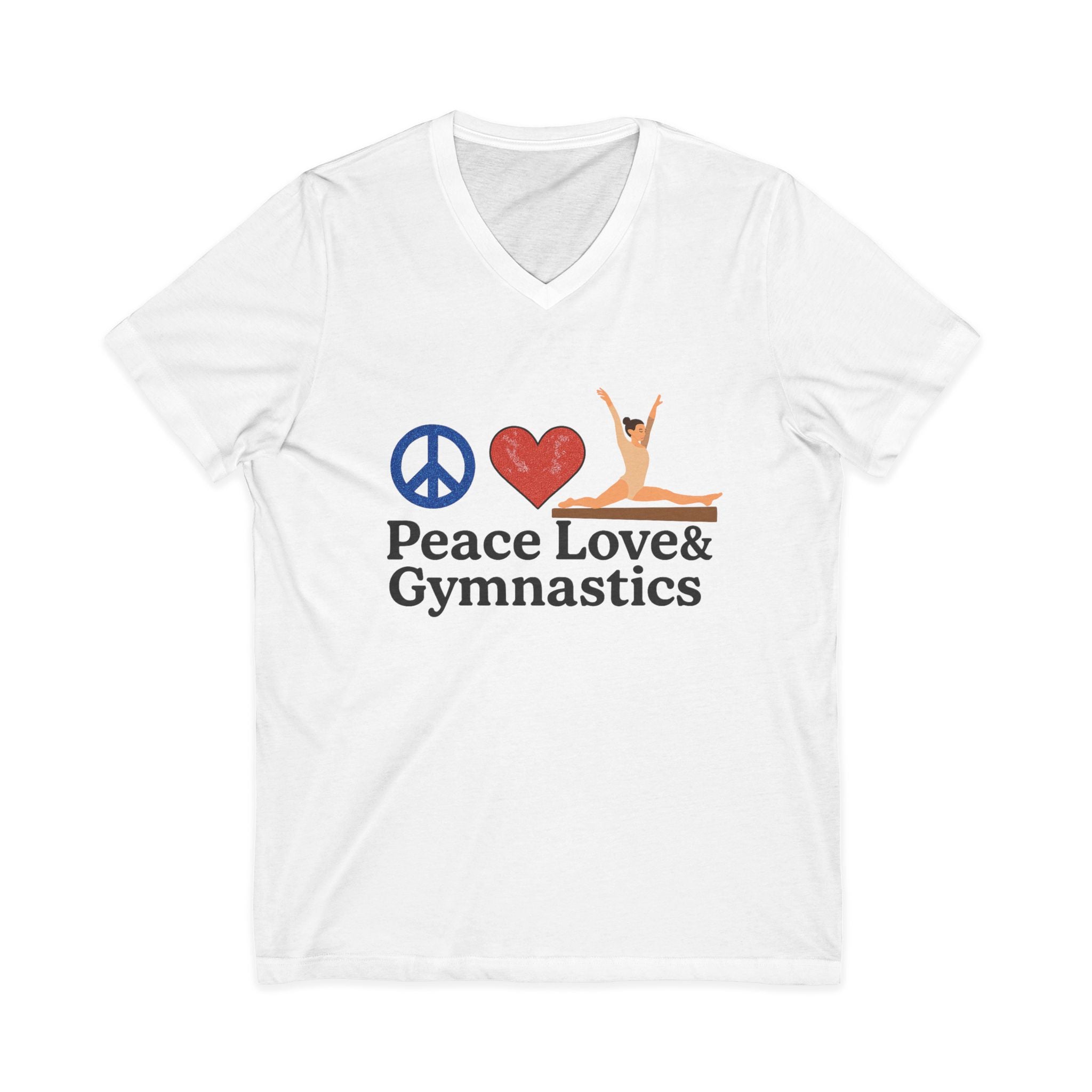 Peace, Love & Gymnastics V-Neck Tee
