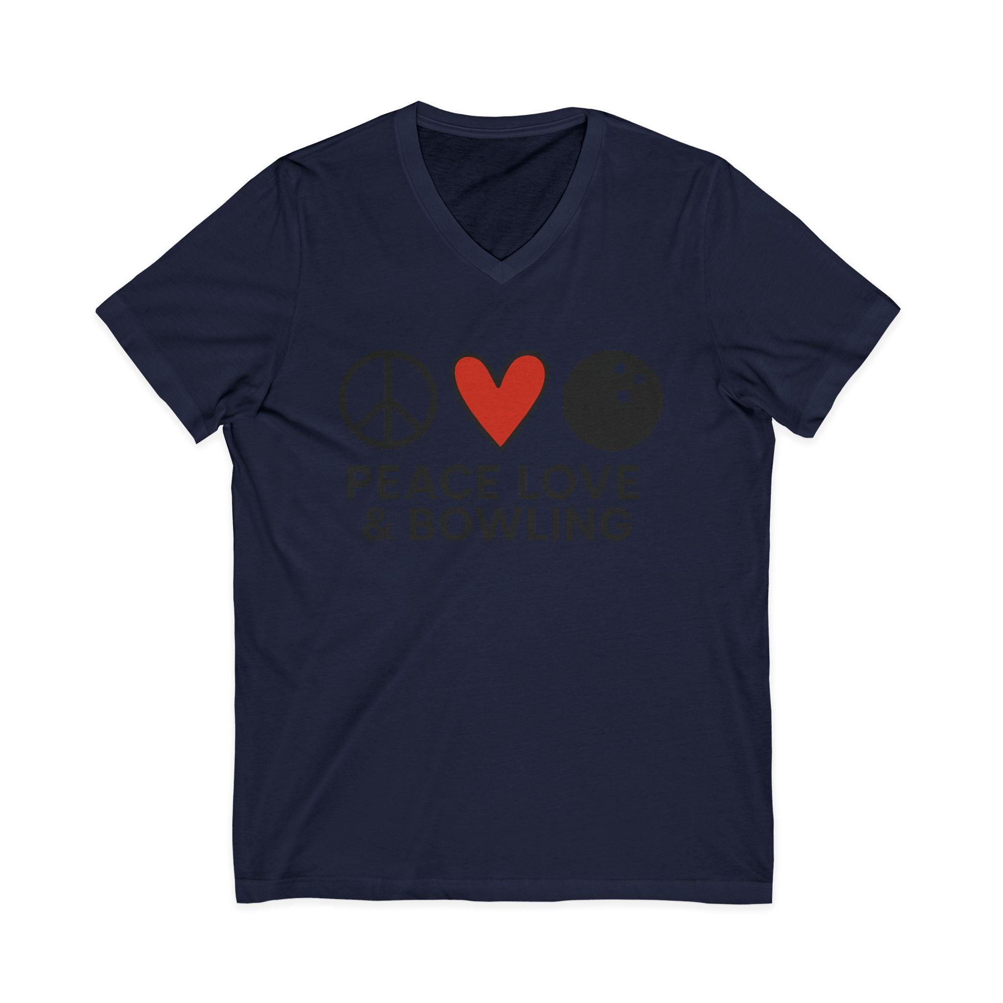Peace, Love & Bowling V-Neck Tee