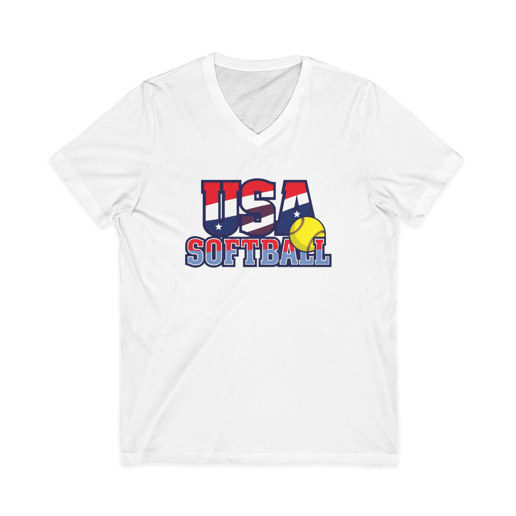 USA Softball V-Neck Tee for Sports Fans