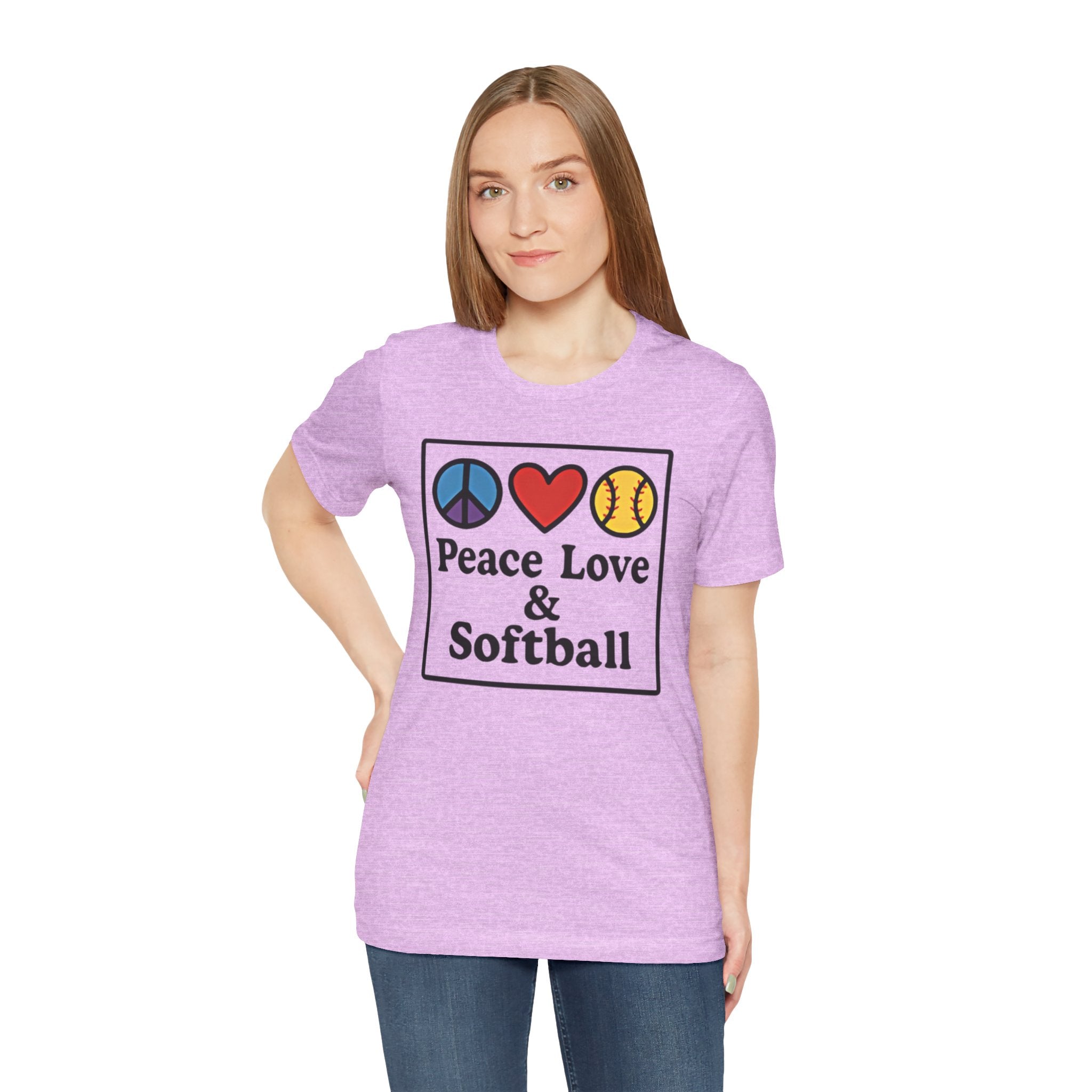 Peace Love & Softball Tee - Unisex Jersey Short Sleeve Shirt
