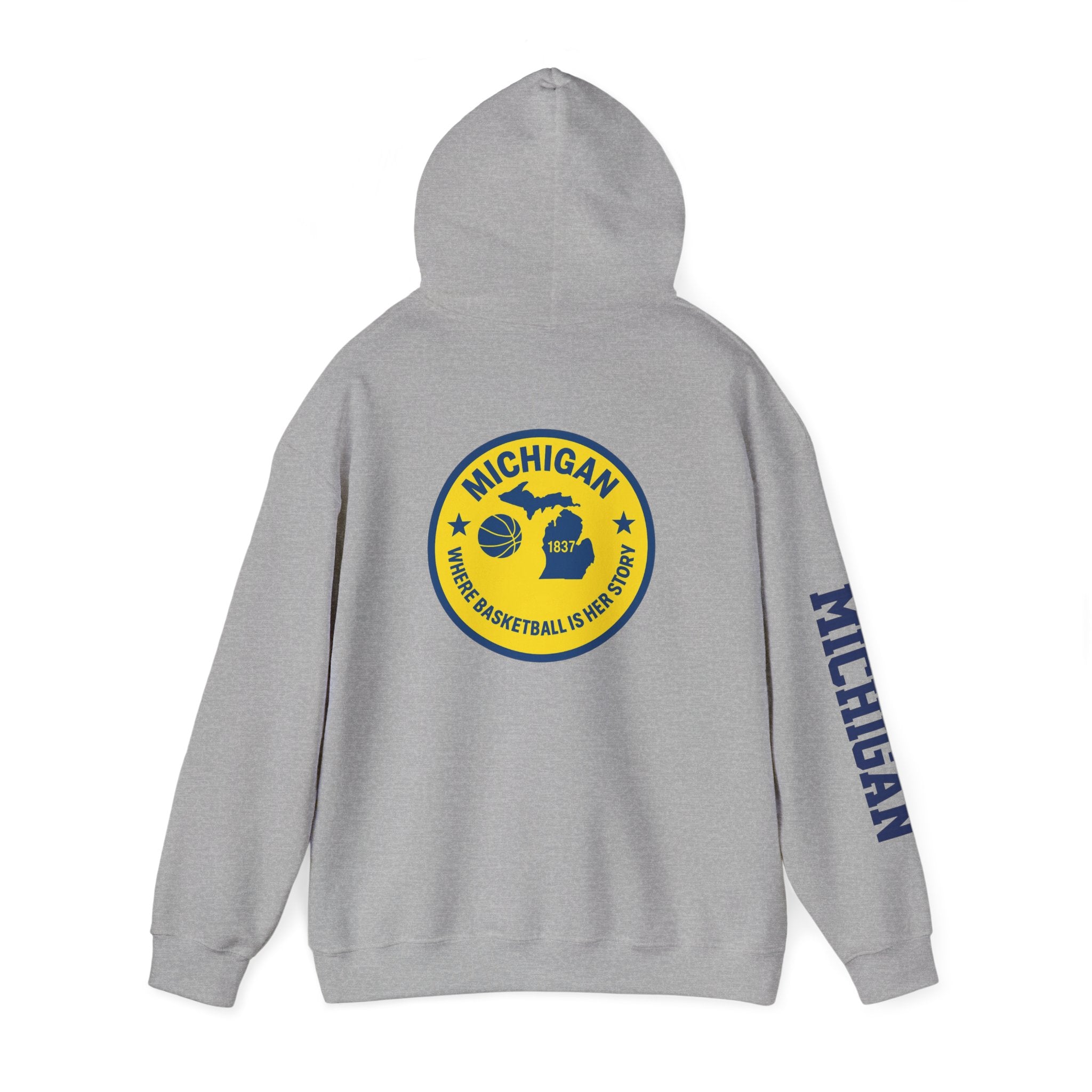 Michigan Basketball Hoodie - Home Is Where Basketball Is (Yellow/Navy)