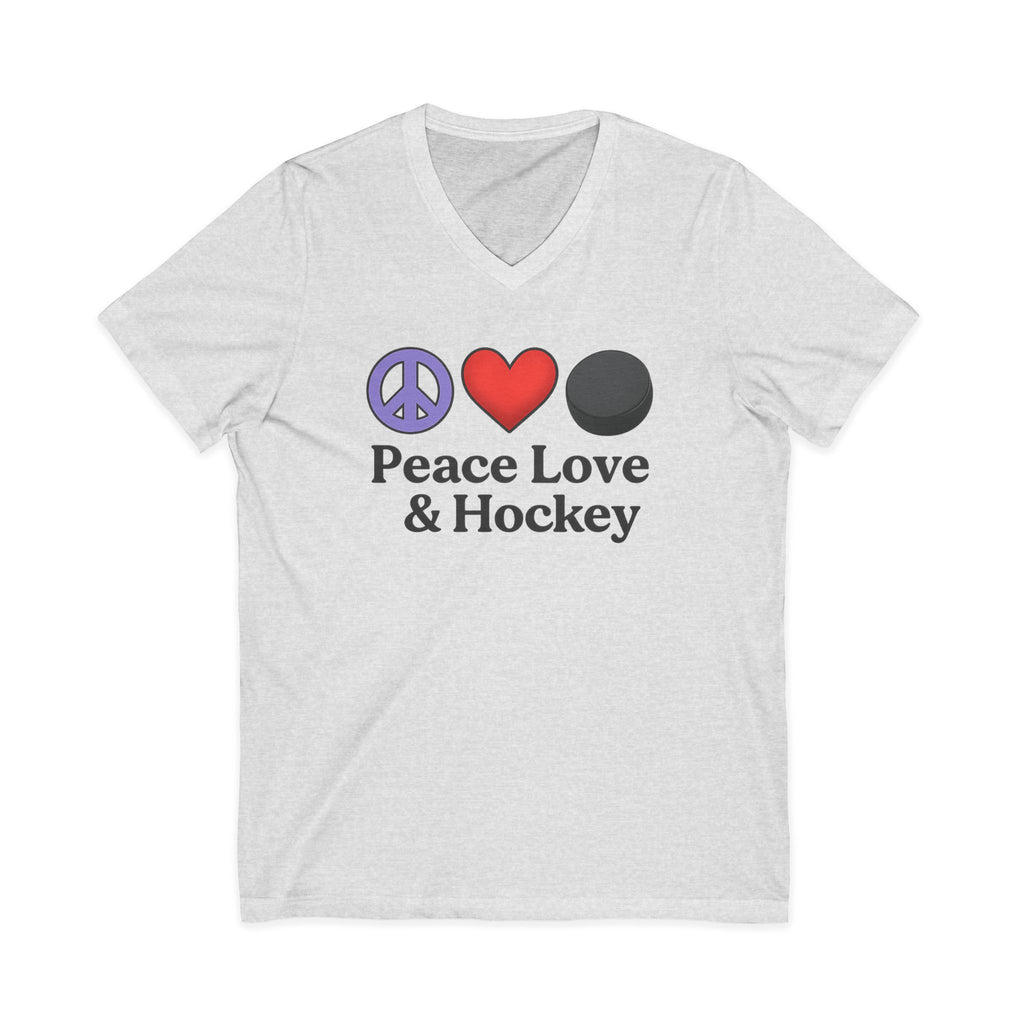 Peace Love & Hockey V-Neck Tee