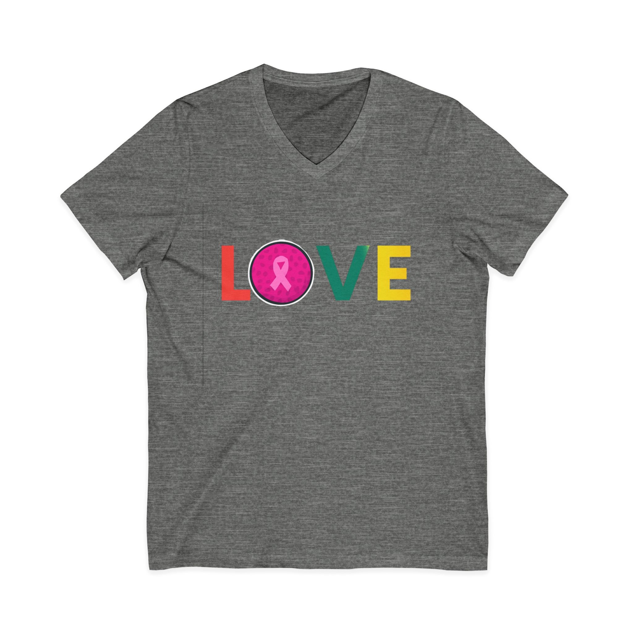 Love V-Neck Tee for Breast Cancer Awareness